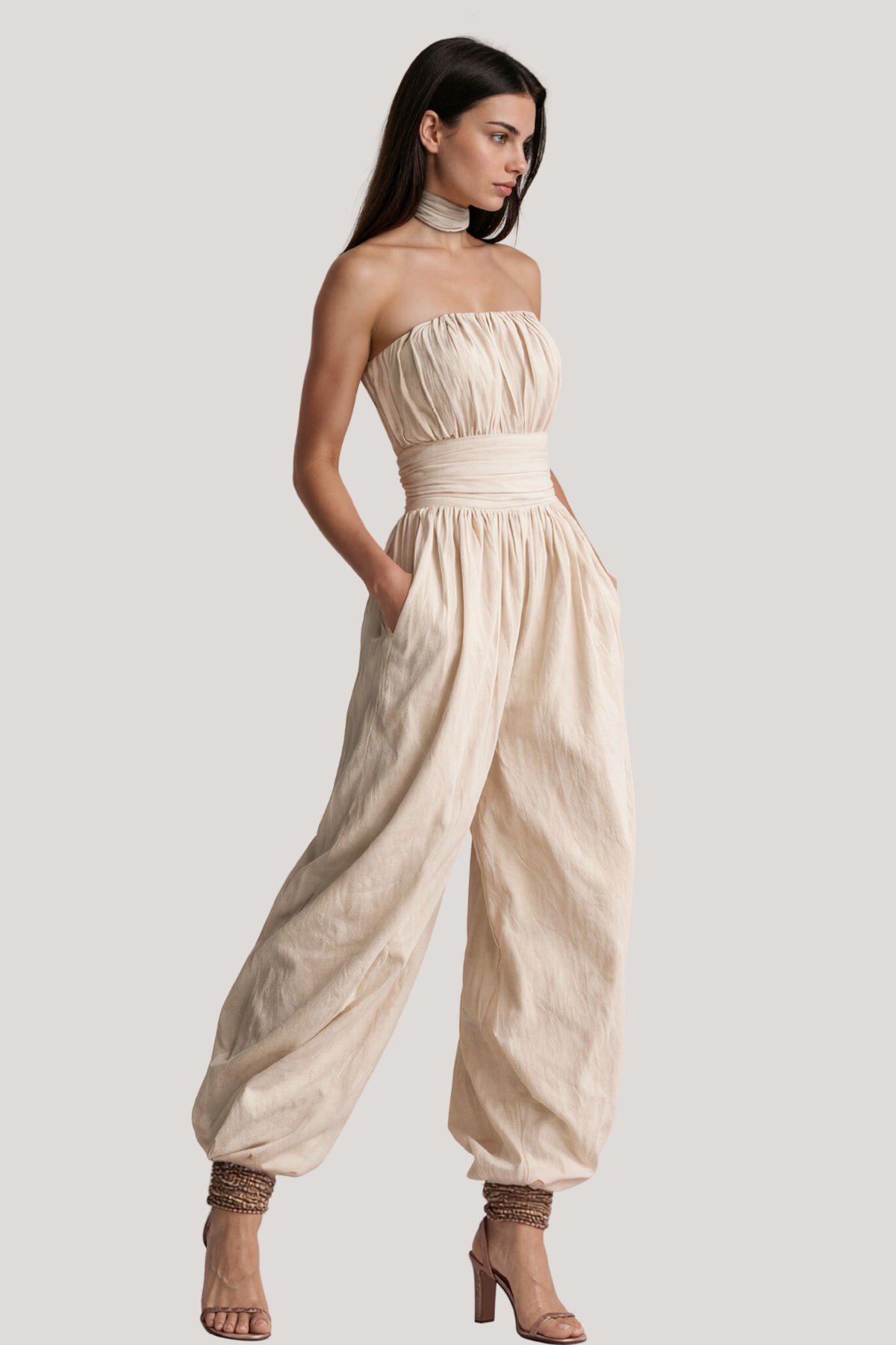 Kalinda Strapless Ruch Jumpsuit