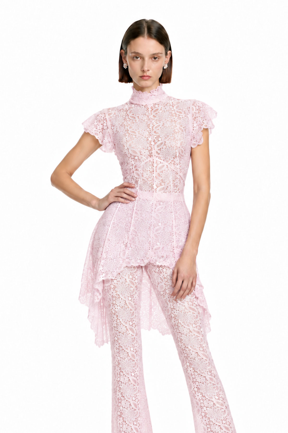 Kalli High Neck Lace Pants Set