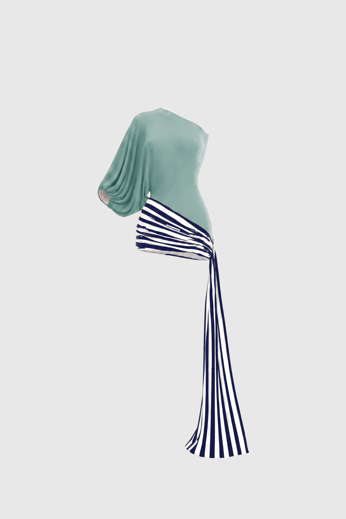 Kallistos Asymmetric Draped Stripe Mini Dress In Mint