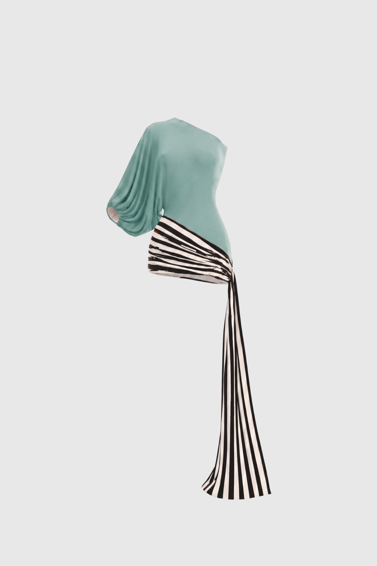 Kallistos Asymmetric Draped Stripe Mini Dress In Mint