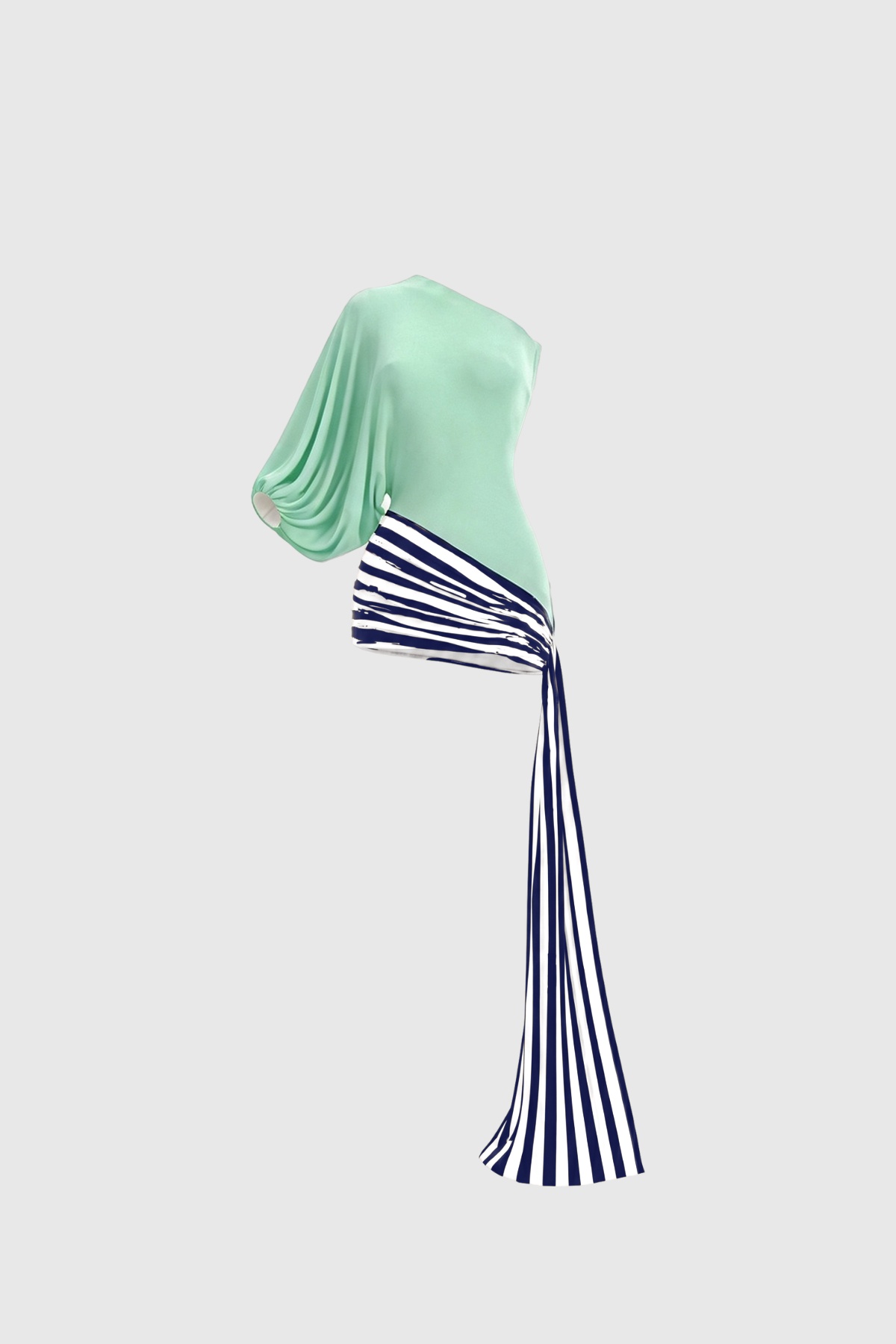 Kallistos Asymmetric Draped Stripe Mini Dress In Mint