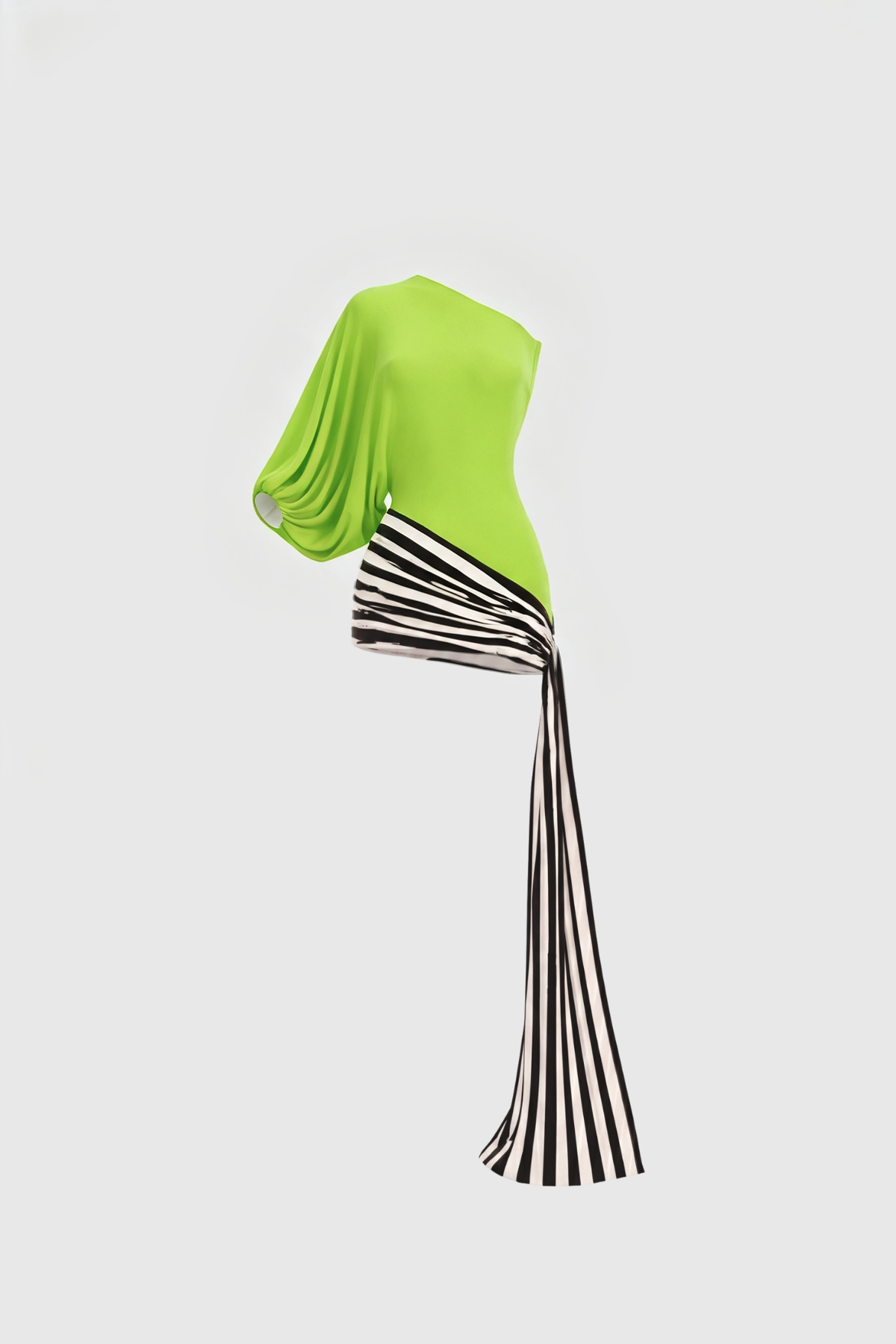 Kallistos Asymmetric Stripe Mini Dress In Green