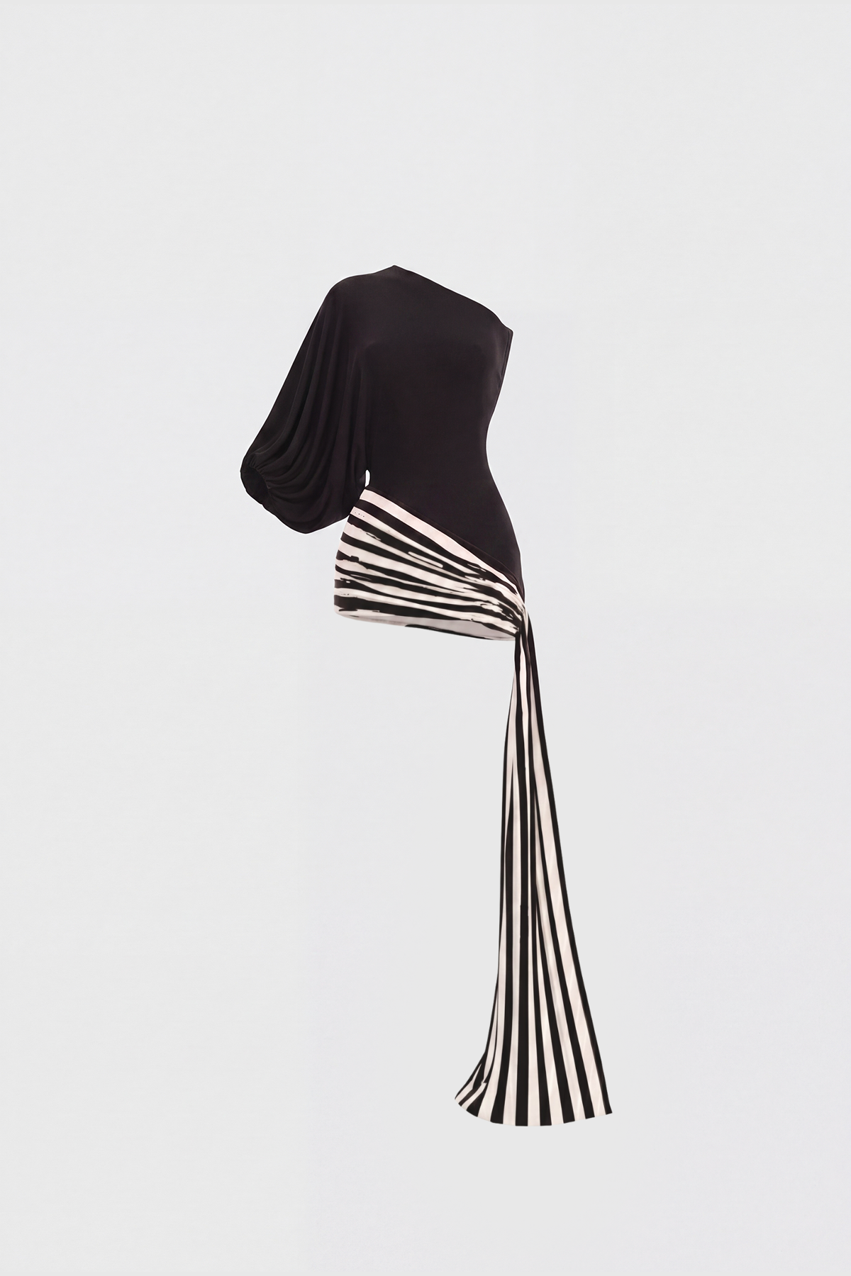 Kallistos Stripe Asymmetric Mini Dress  In Black