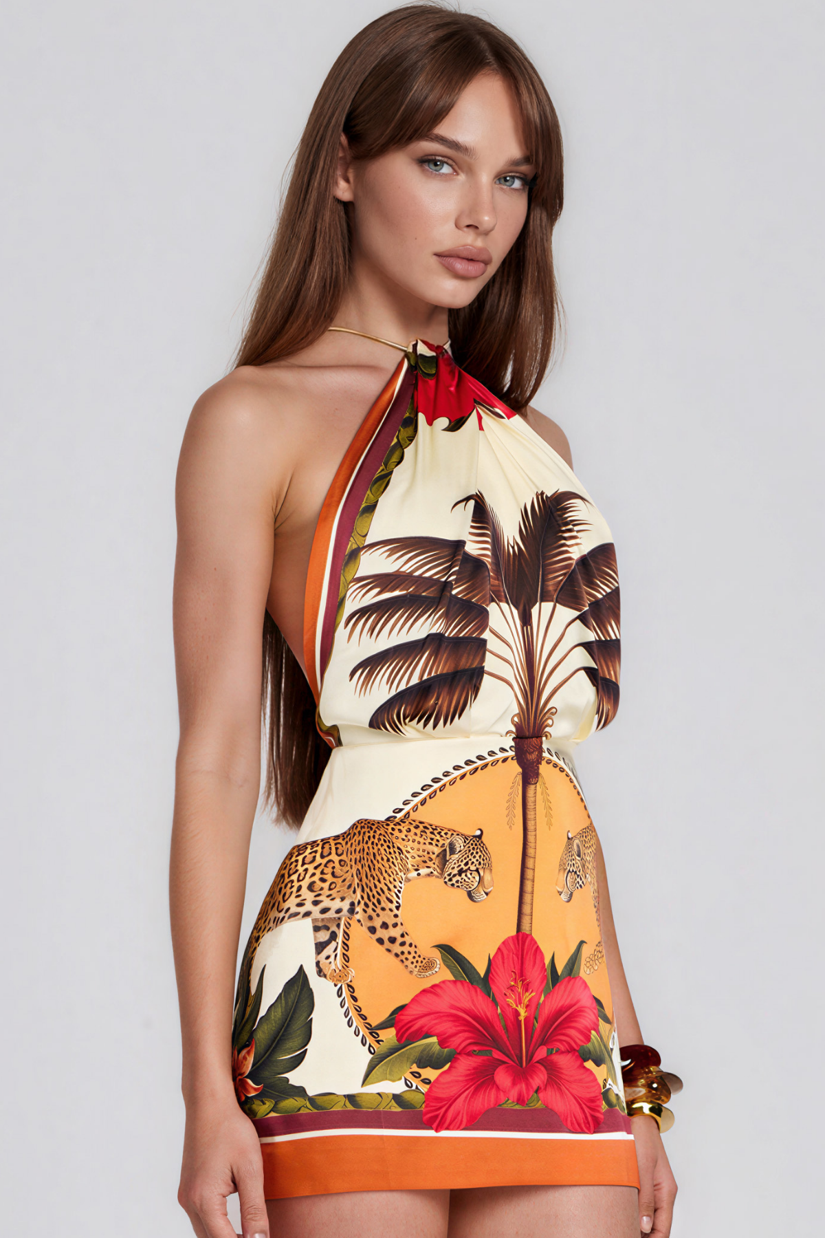 Kalyca Halter Neck Print Mini Dress