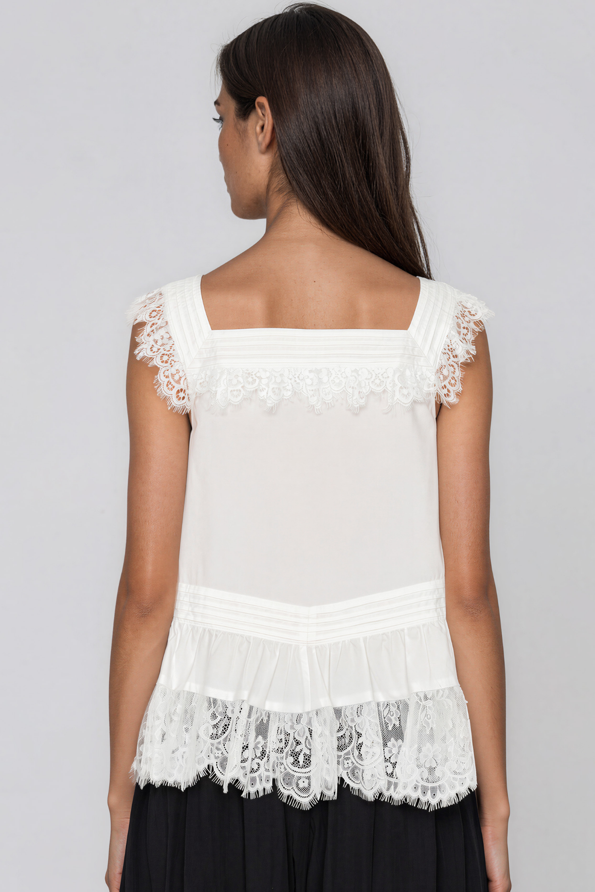 Kamara Sleeveless Lace Ruffle Top