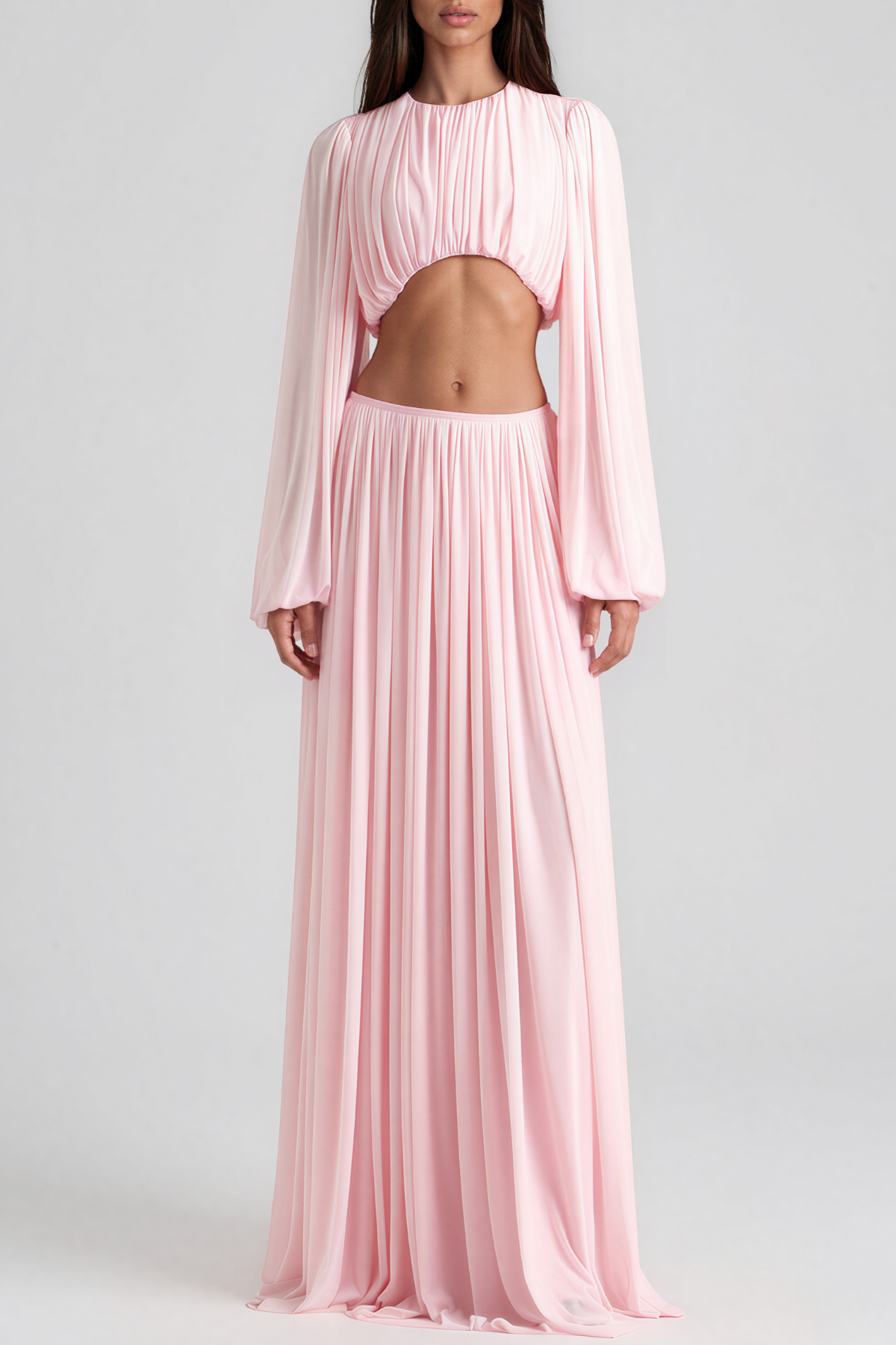 Kamaria Long Sleeve Ruch Skirt Set