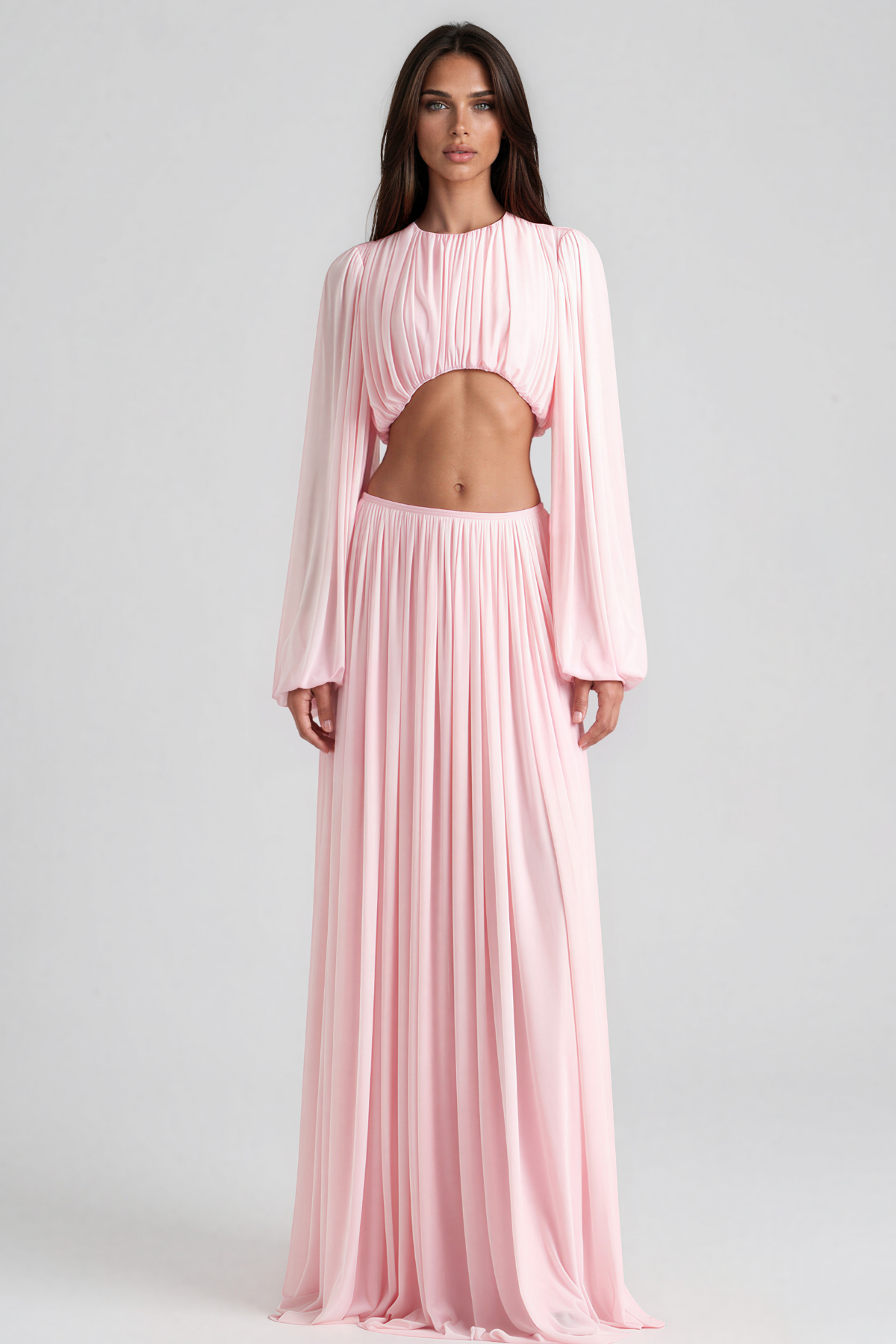 Kamaria Long Sleeve Ruch Skirt Set