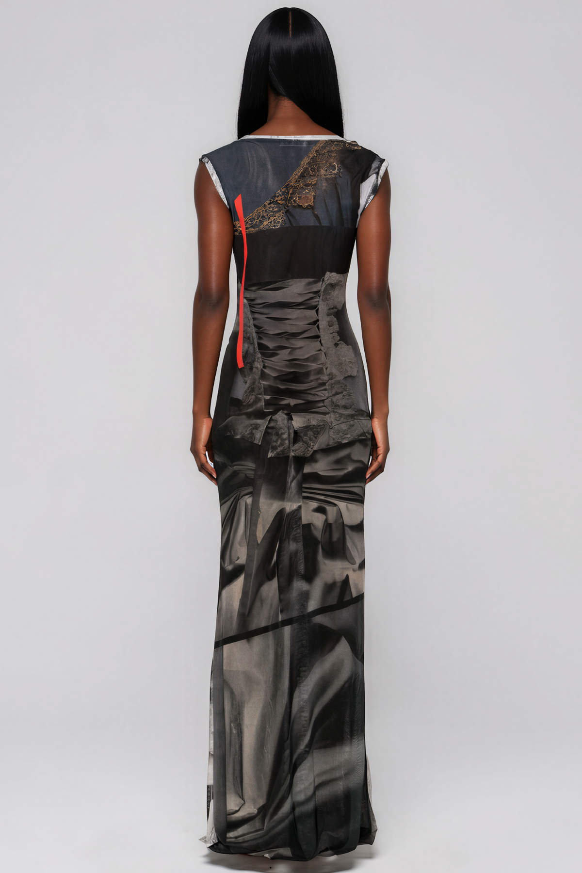 Kame Sleeveless Print Mesh Maxi Dress
