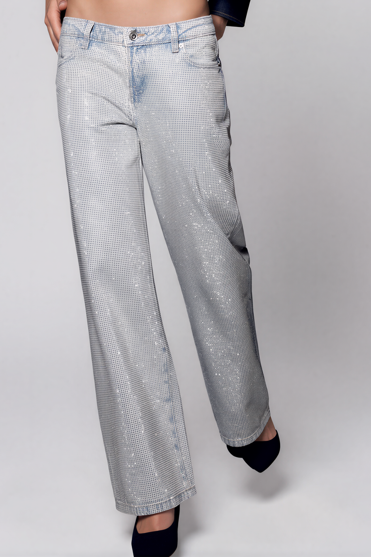 Kamehameha Star Rhinestone Straight Jeans