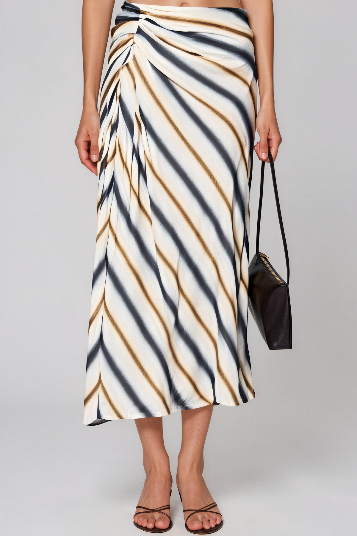Kamiko V Neck Print Ruch Skirt Set
