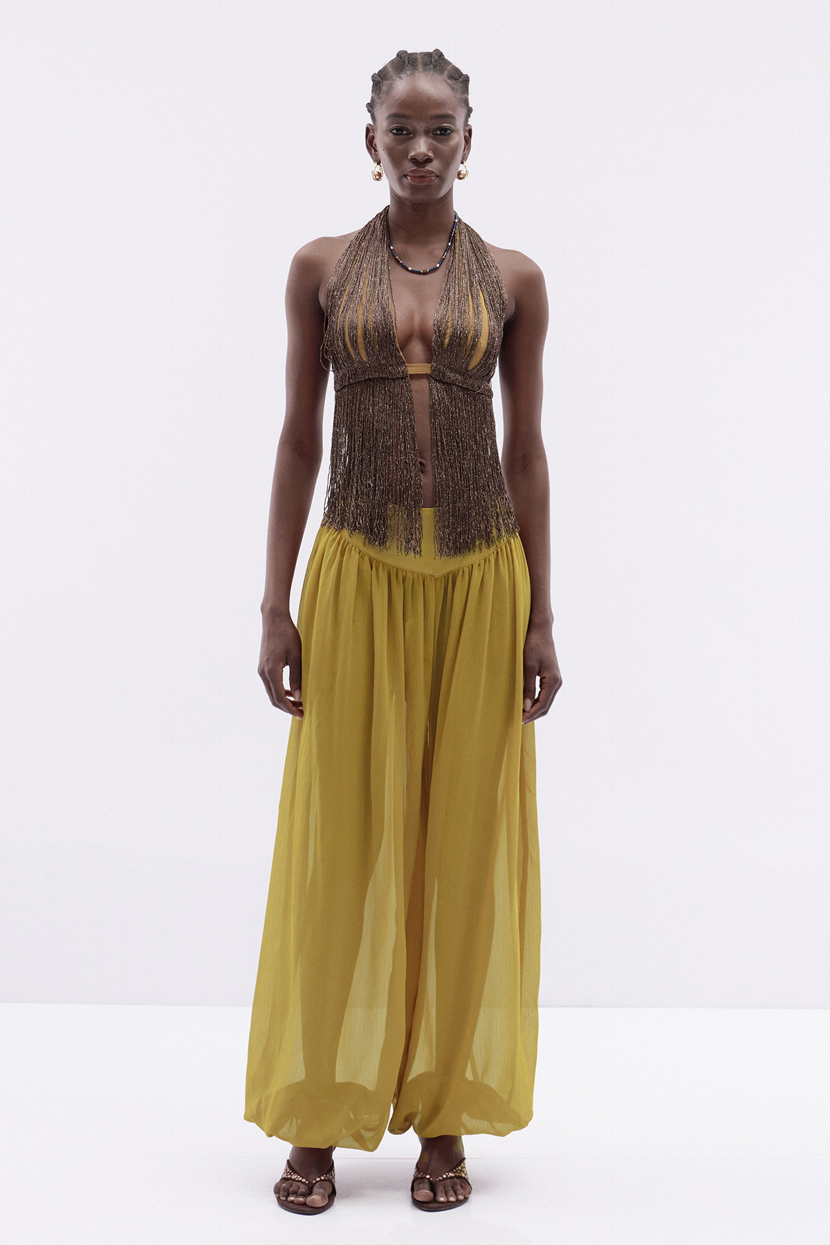 Kamilah Halter Neck Fringe Pants Set