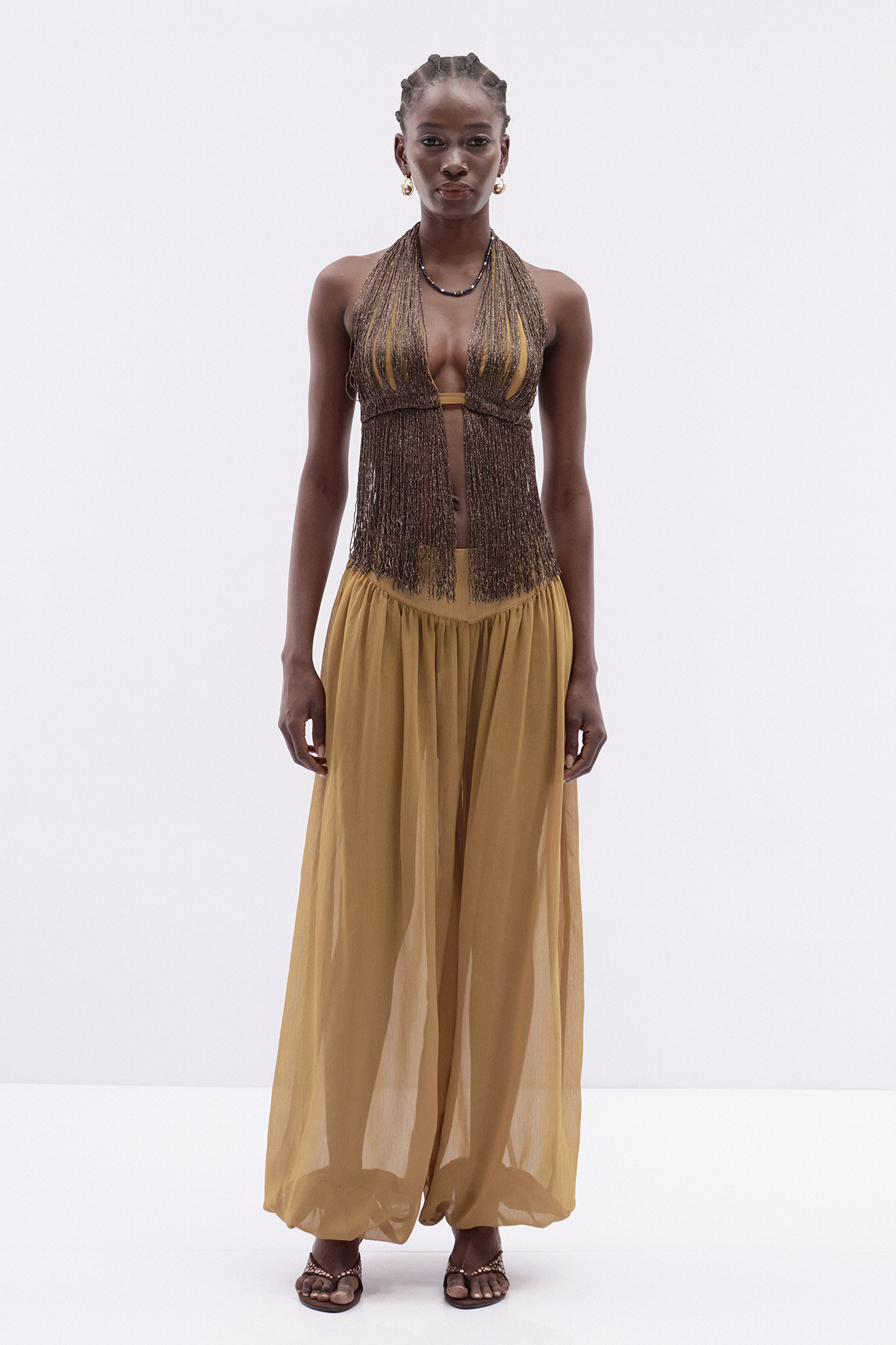 Kamilah Halter Neck Fringe Pants Set