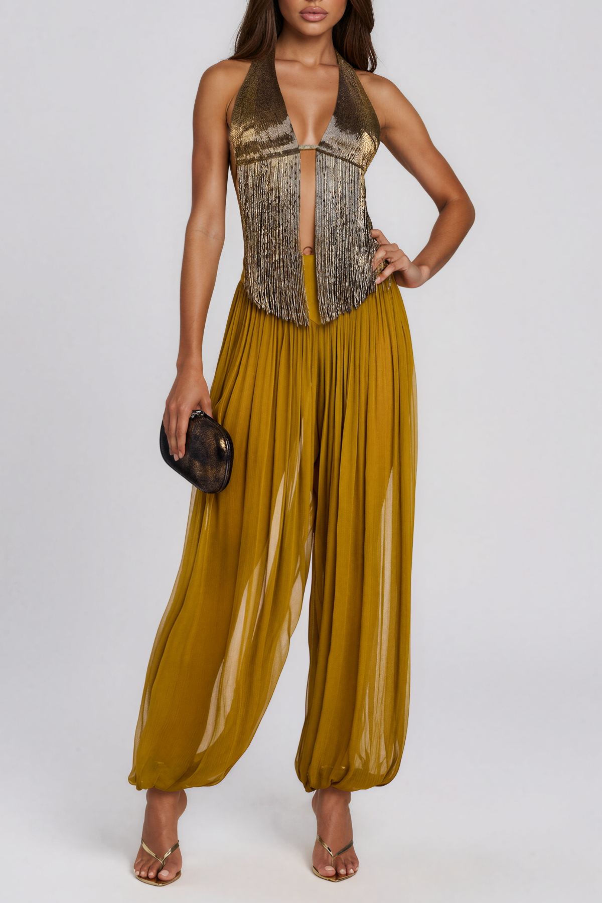 Kamilah Halter Neck Fringe Pants Set