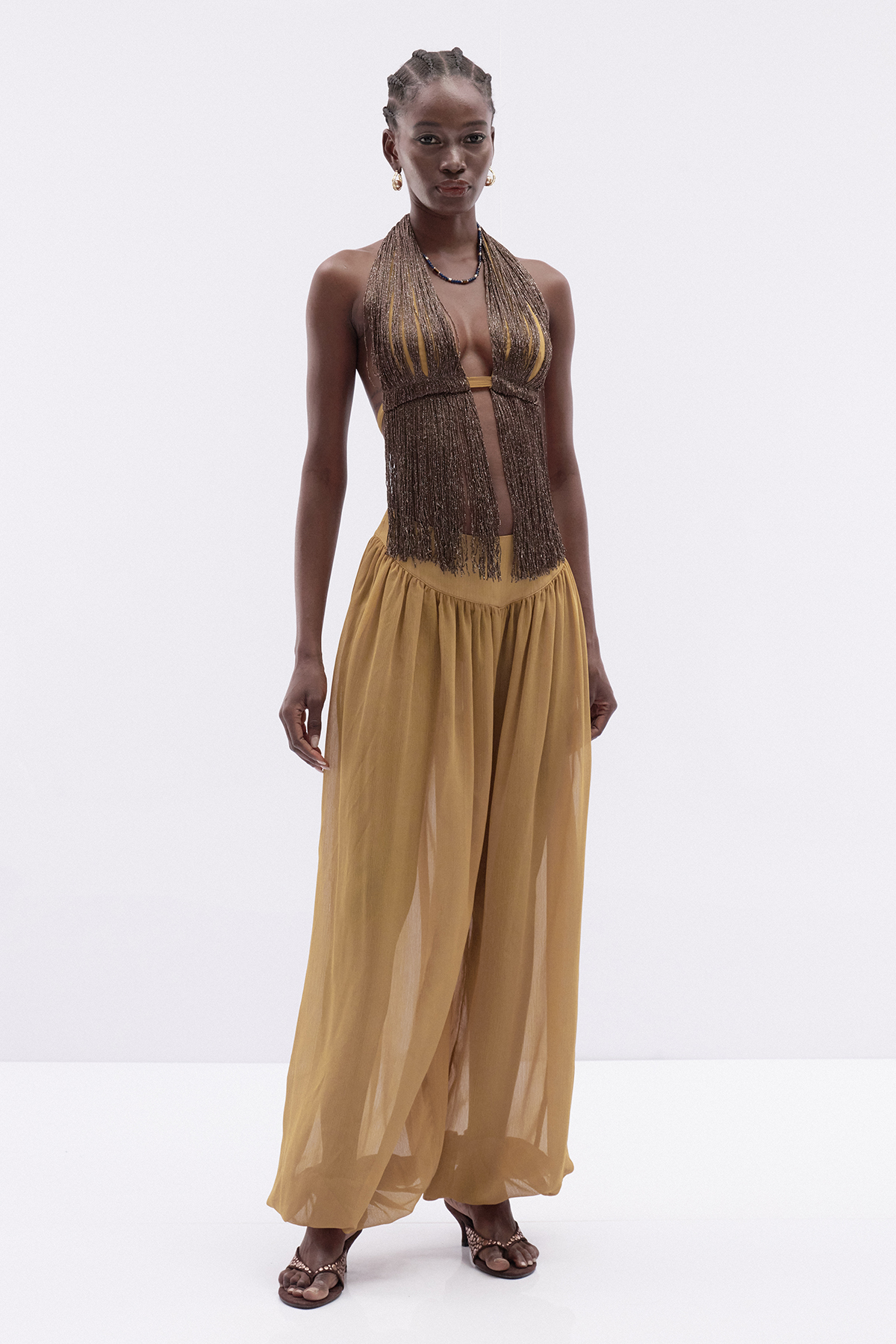 Kamilah Halter Neck Fringe Pants Set