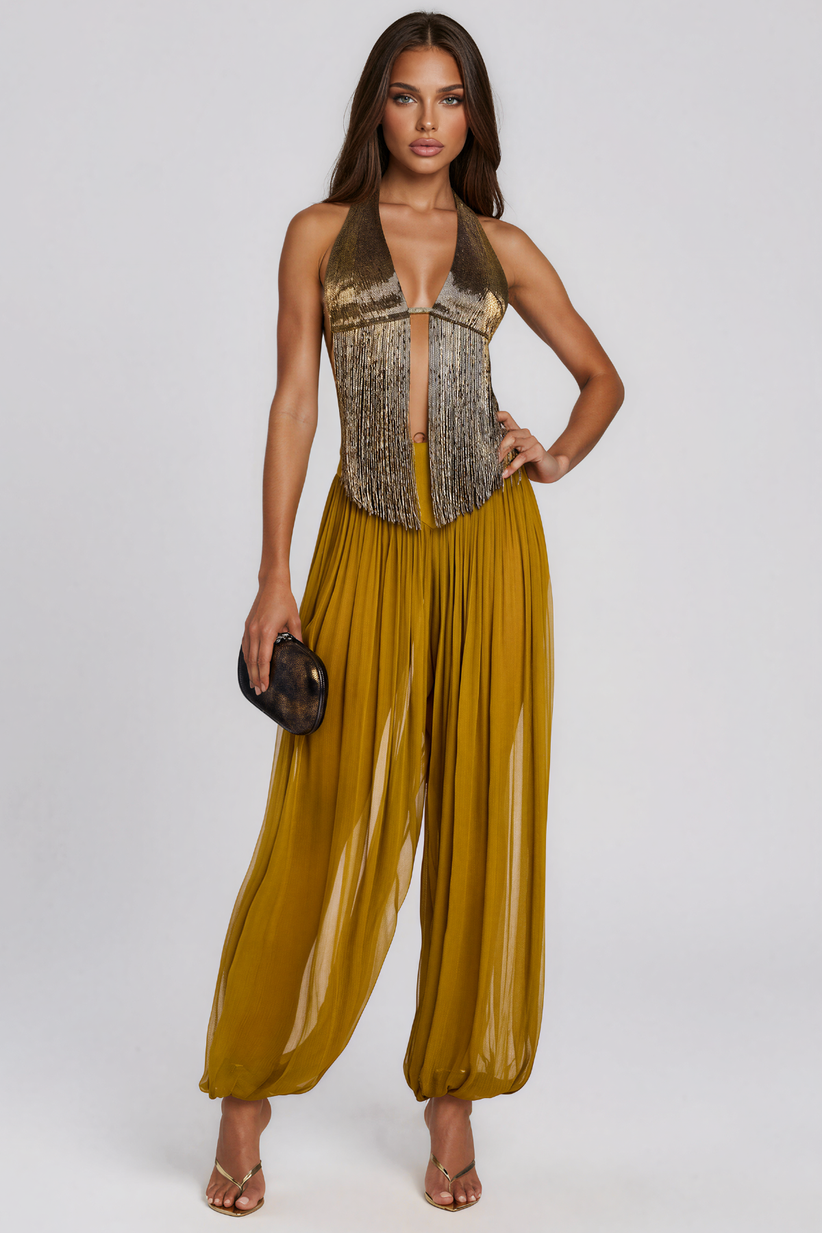 Kamilah Halter Neck Fringe Pants Set