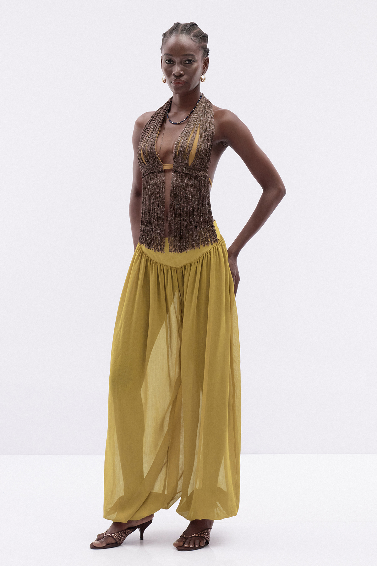 Kamilah Halter Neck Fringe Pants Set