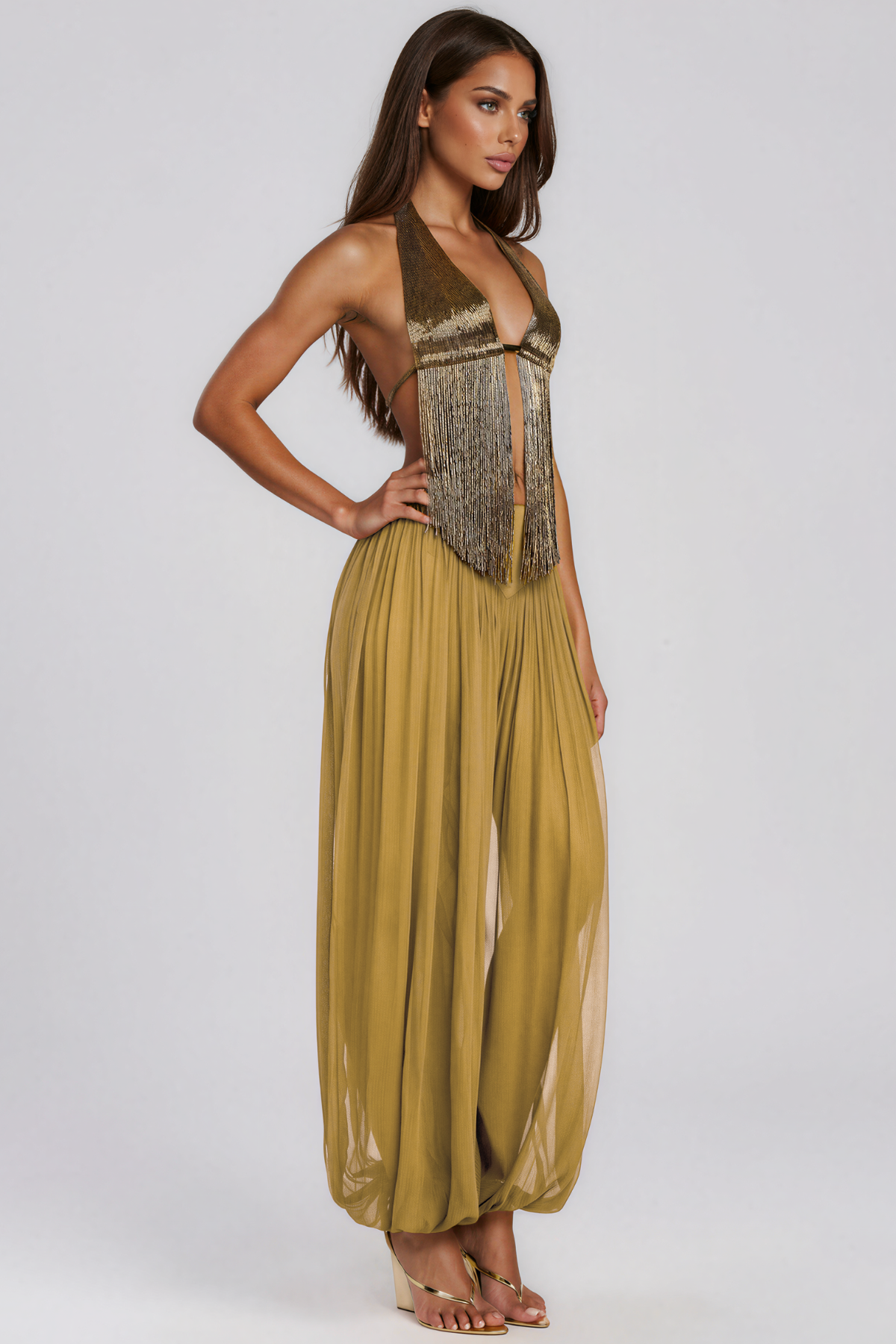 Kamilah Halter Neck Fringe Pants Set