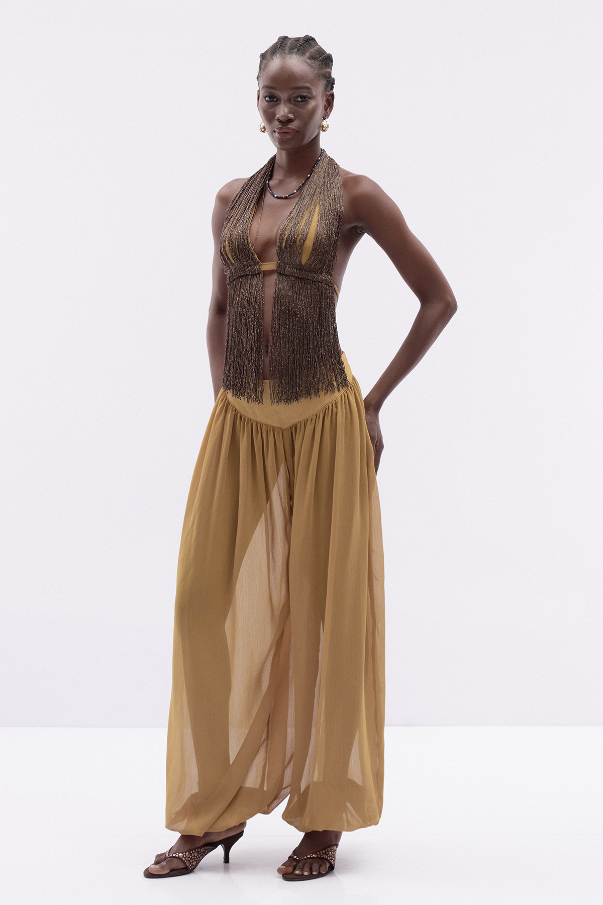 Kamilah Halter Neck Fringe Pants Set