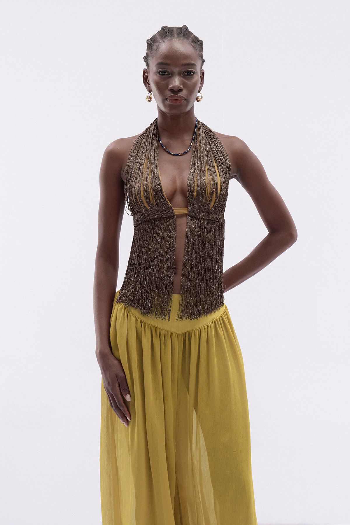Kamilah Halter Neck Fringe Pants Set