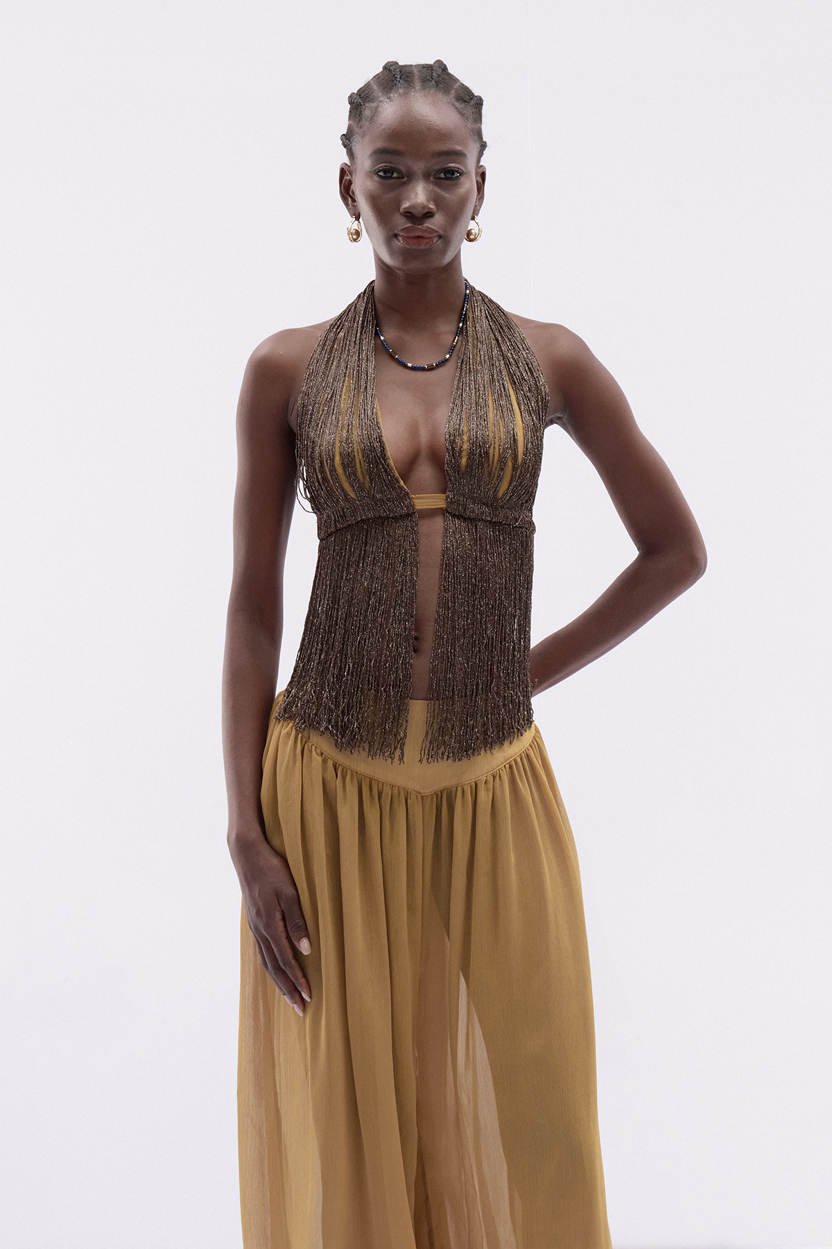 Kamilah Halter Neck Fringe Pants Set