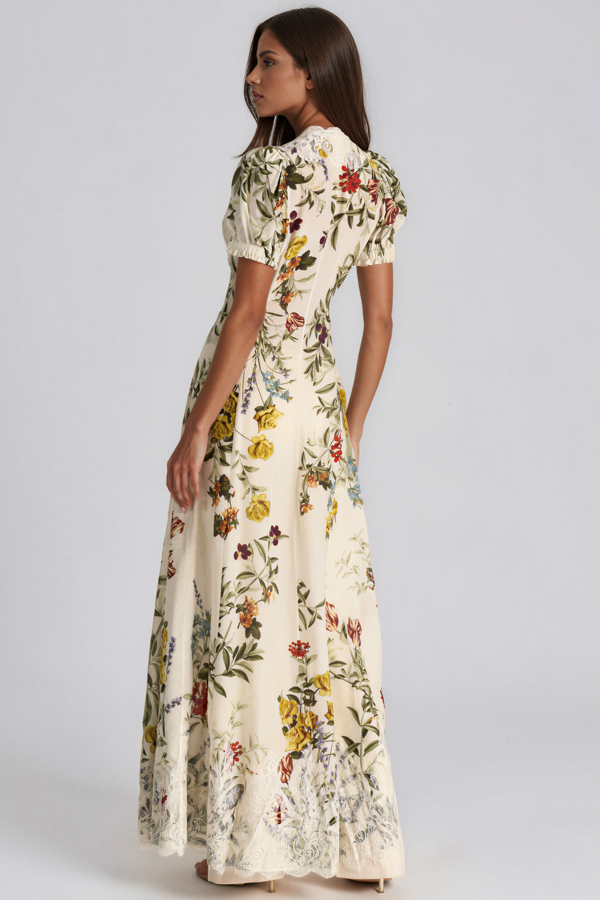 Kamili Puff Sleeve Floral Split Maxi Dress