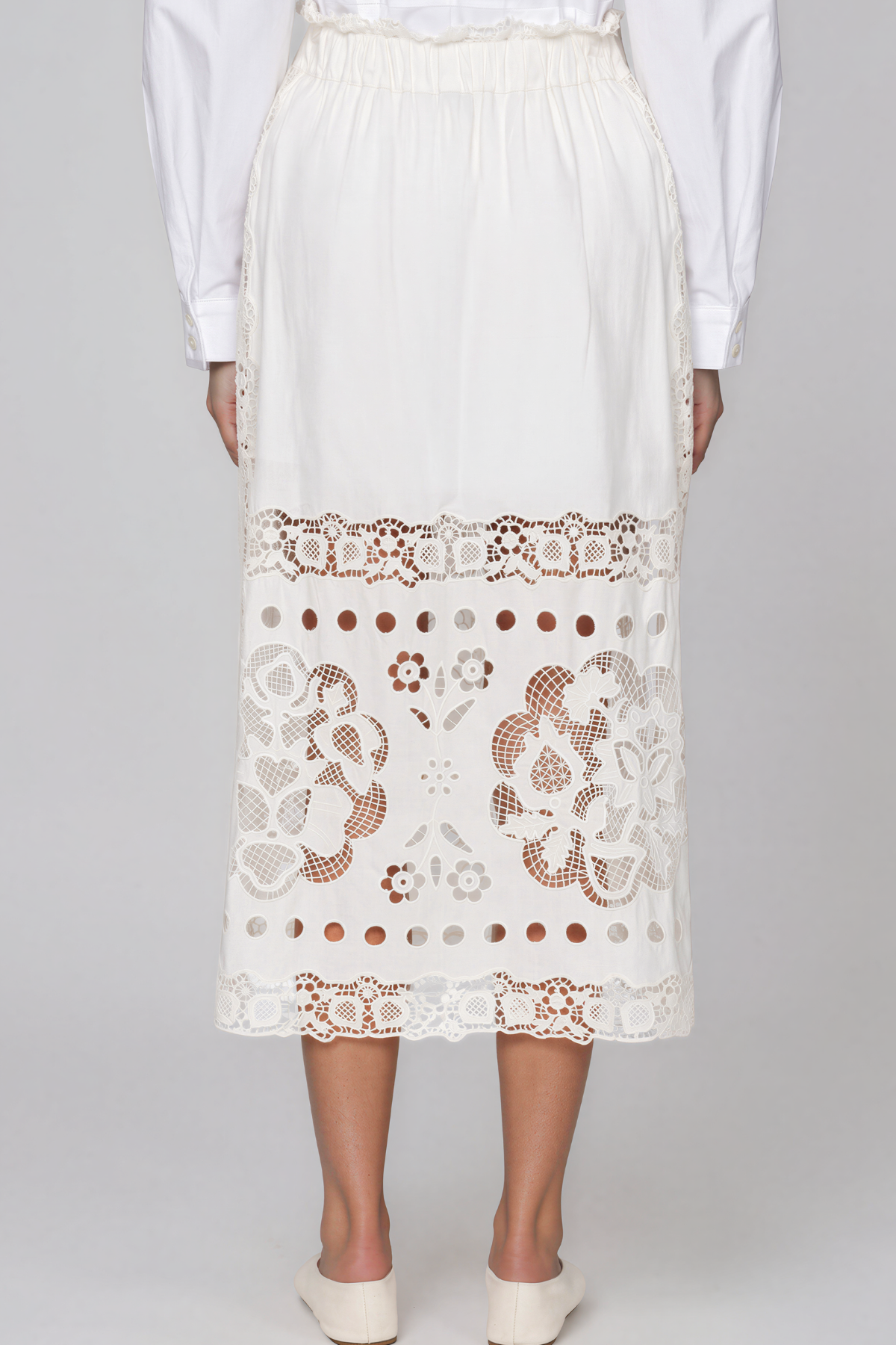 Kamran Lace Cutout Split Maxi Skirt