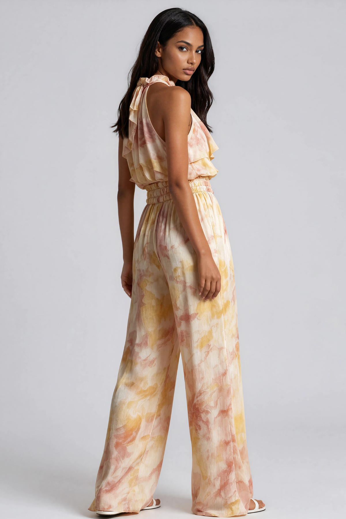 Kana Halter Neck Ruffle Print Pants Set