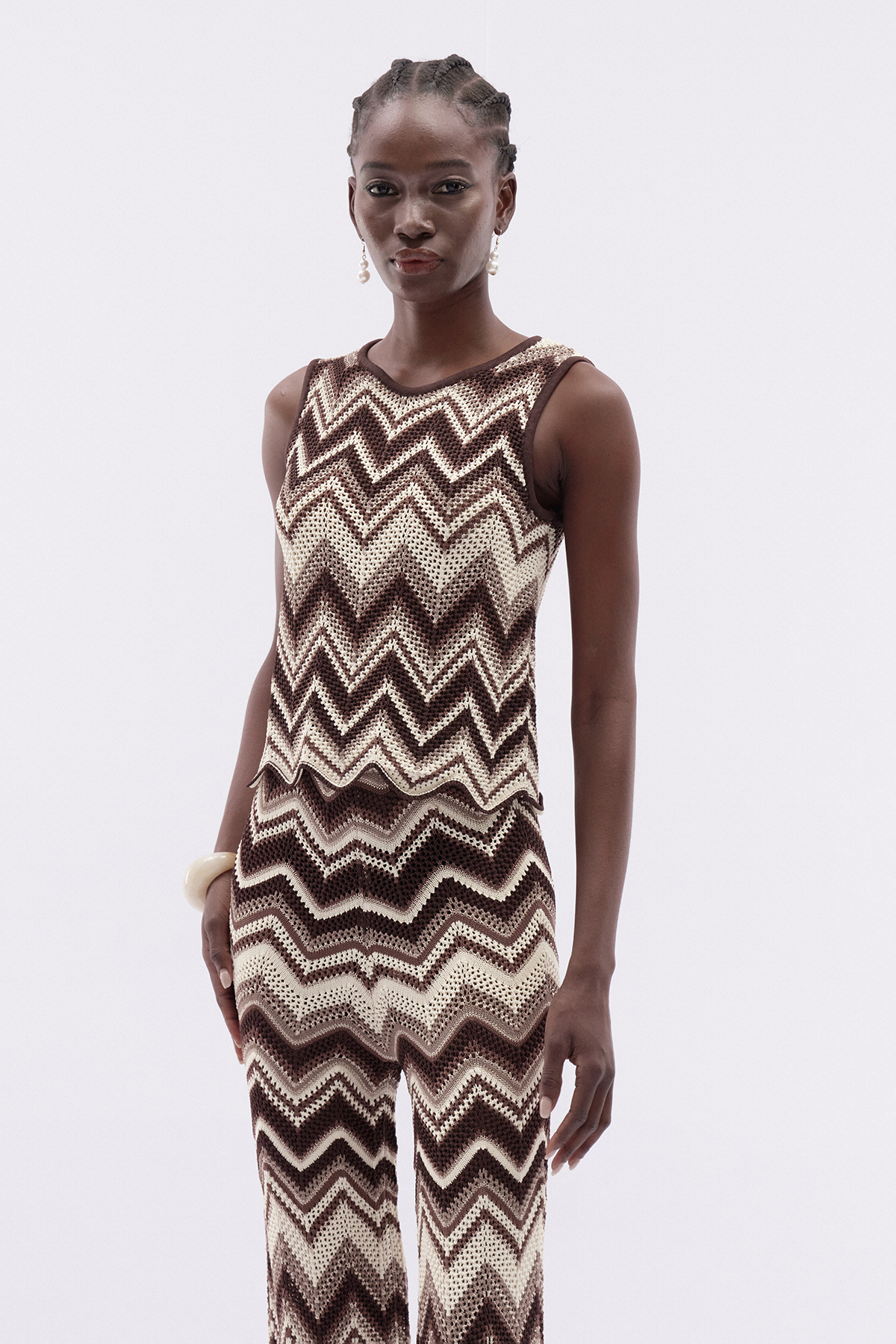 Kanak Sleeveless Stripe Knit Top 