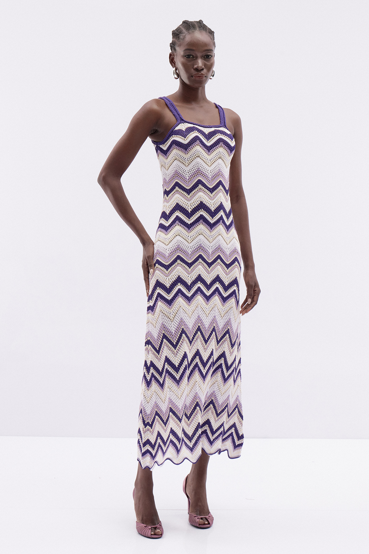 Kaname Spaghetti Stripe Knit Maxi Dress