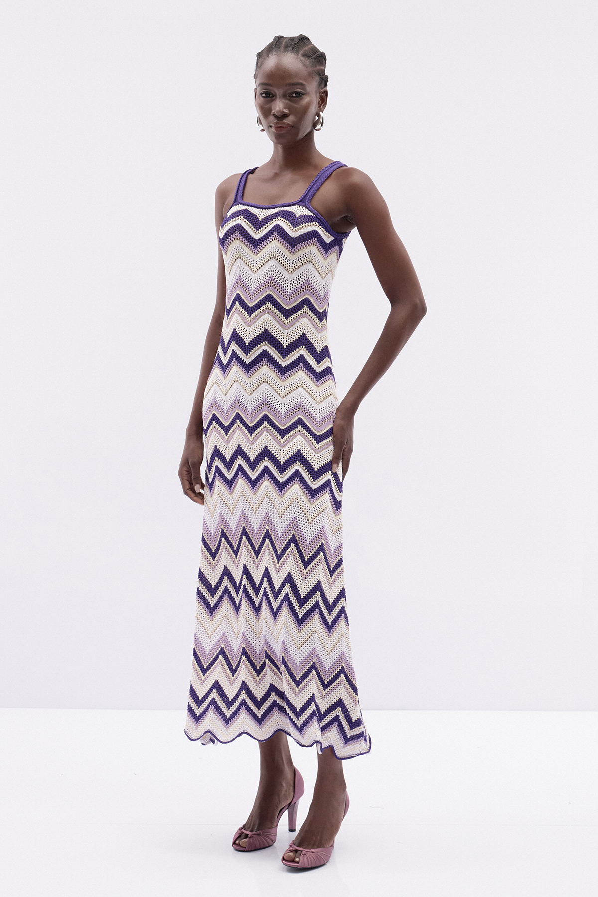 Kaname Spaghetti Stripe Knit Maxi Dress