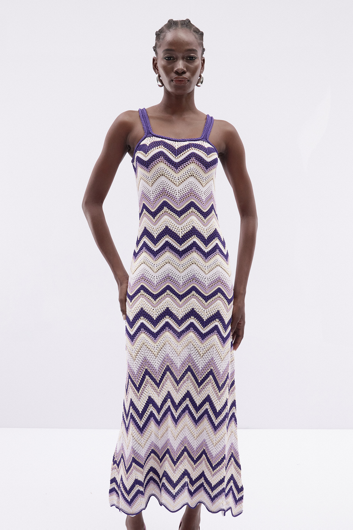 Kaname Spaghetti Stripe Knit Maxi Dress