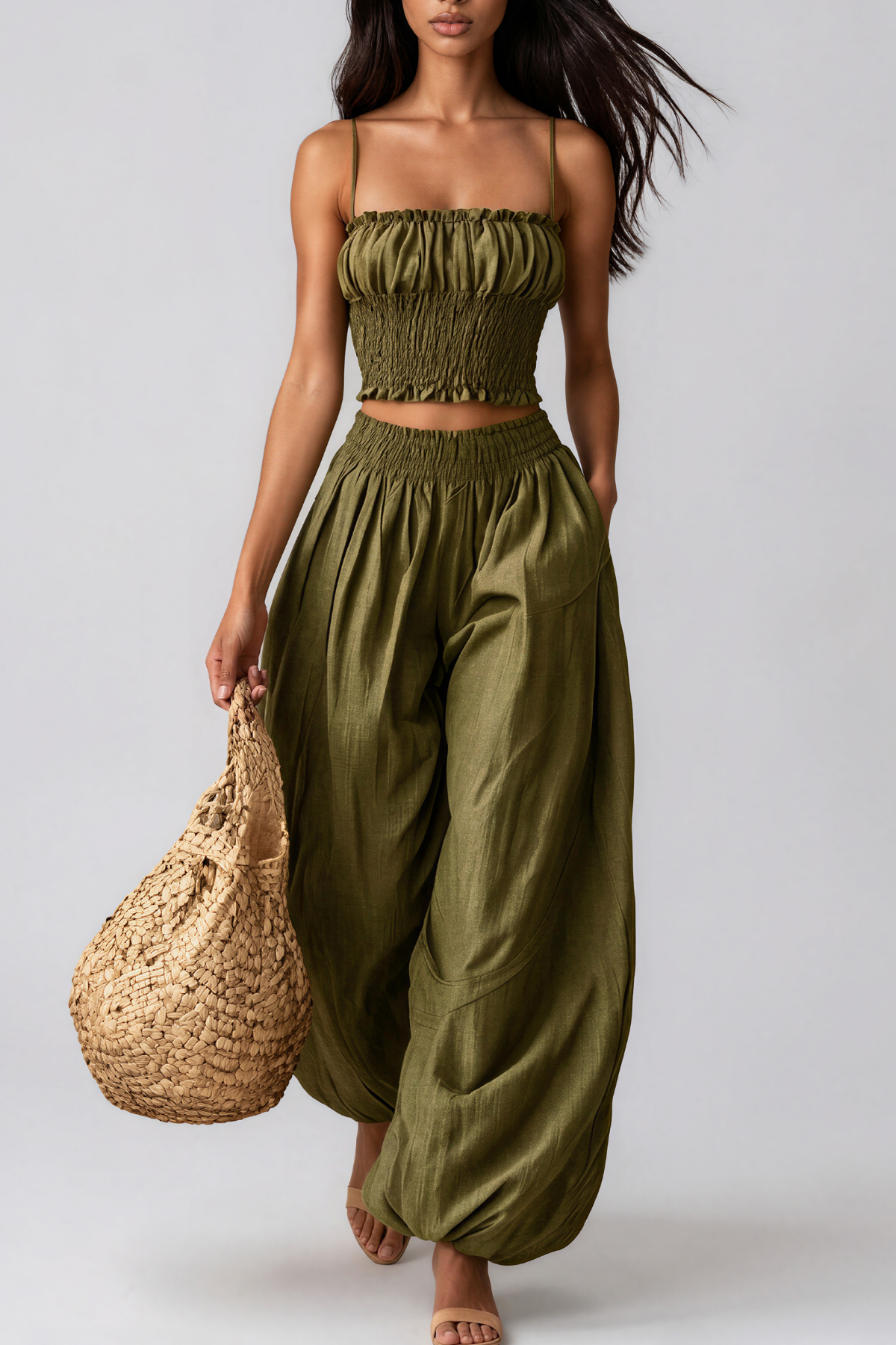 Kanan Spaghetti Ruch Pants Set