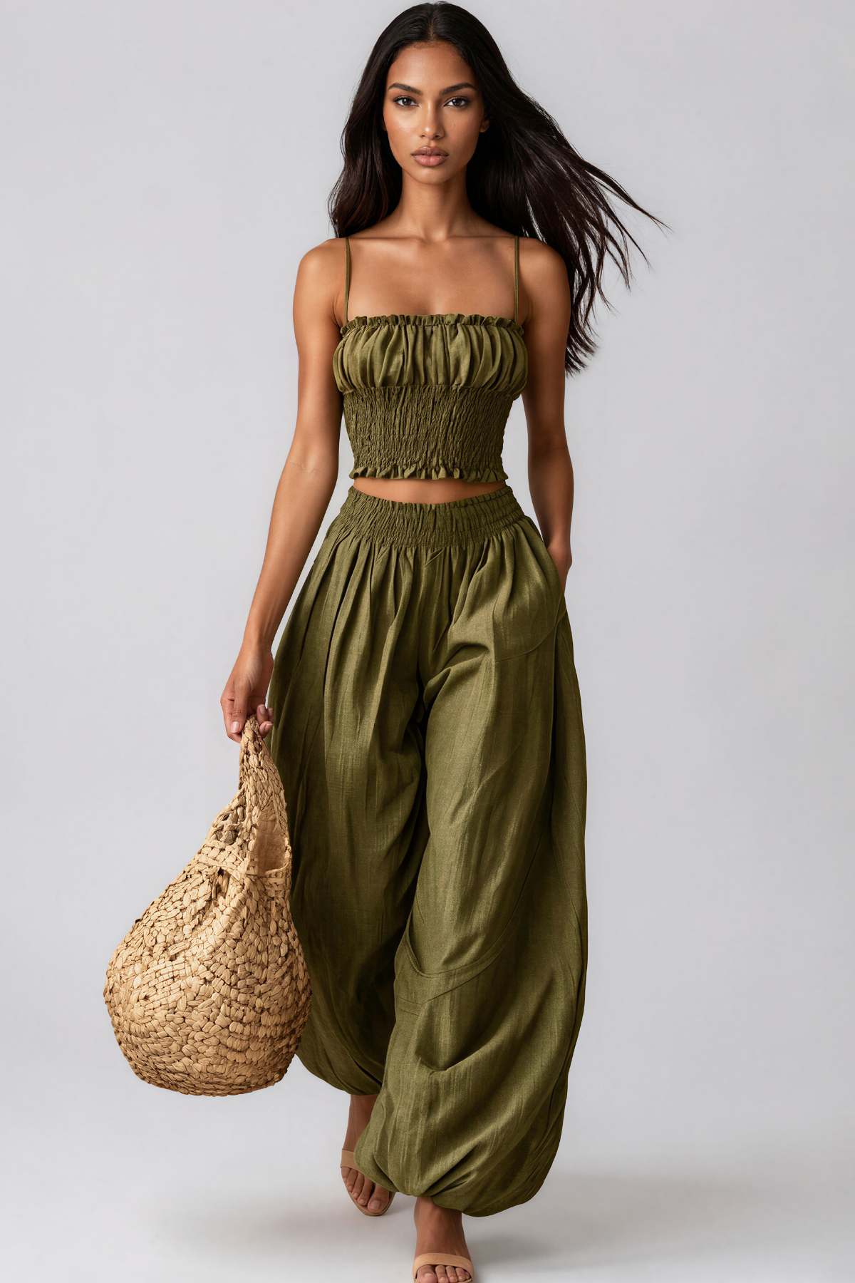 Kanan Spaghetti Ruch Pants Set