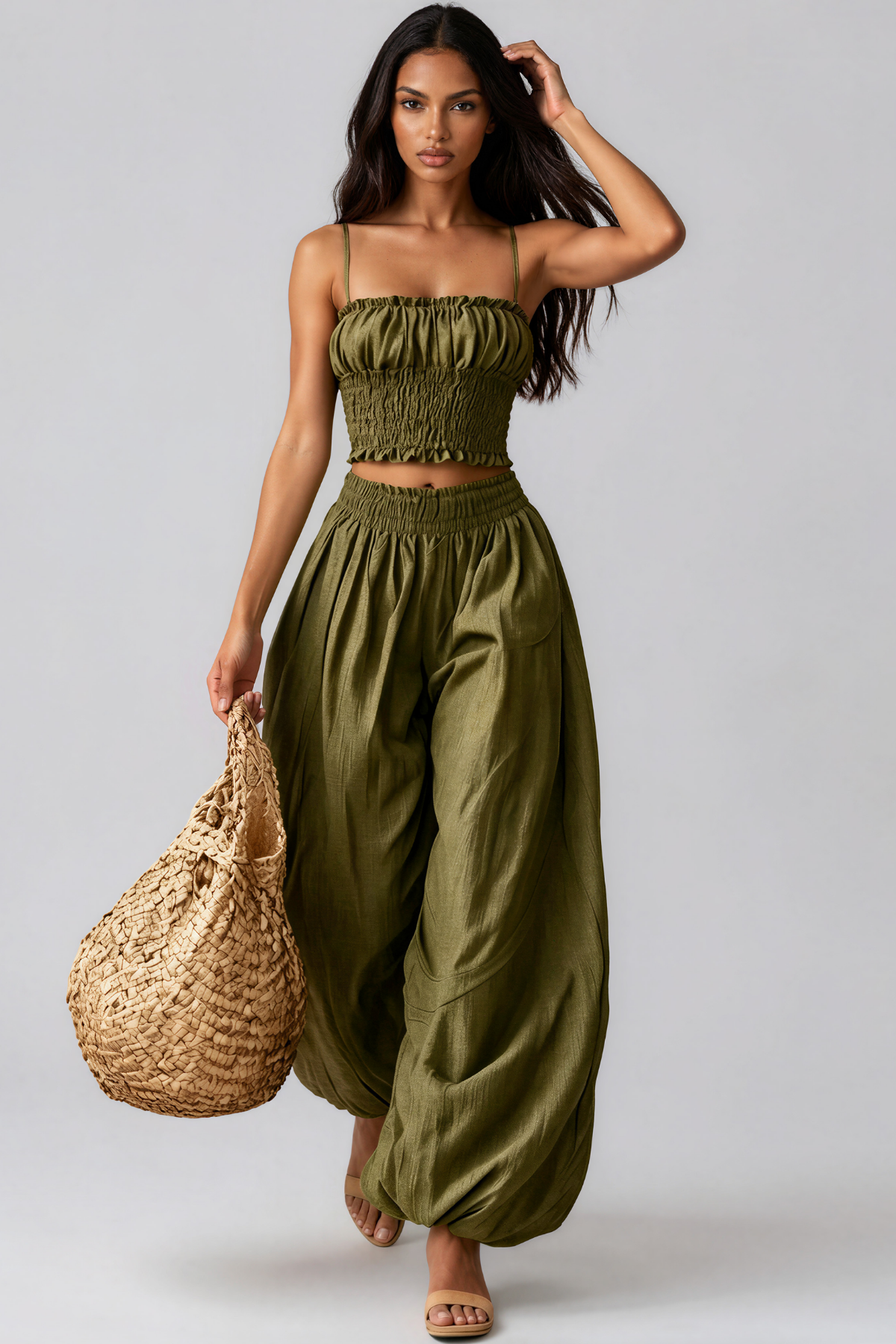 Kanan Spaghetti Ruch Pants Set