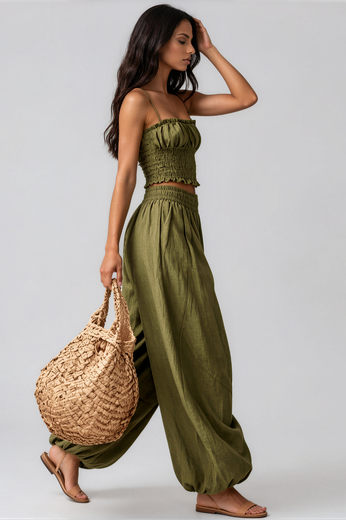 Kanan Spaghetti Ruch Pants Set