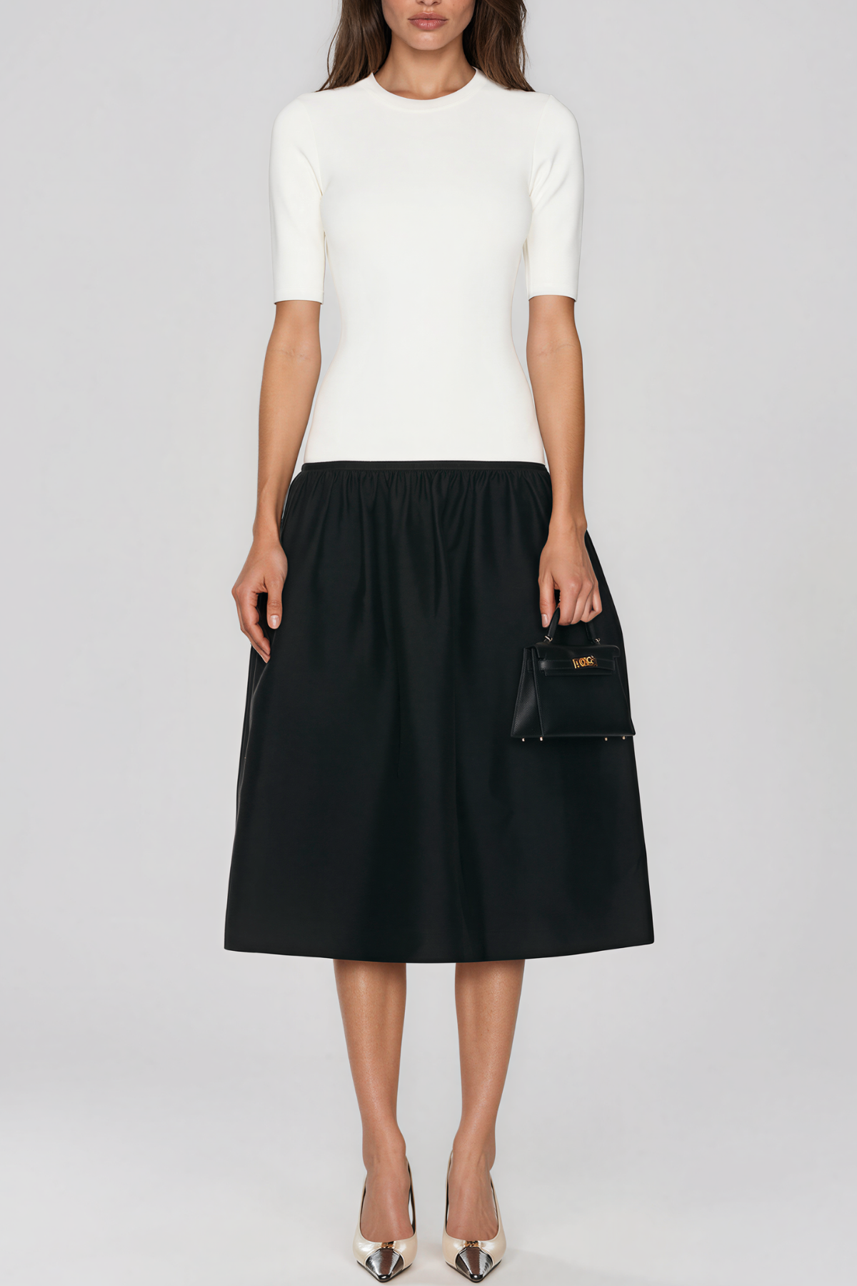 Kanapima Low Waist Colorblock Midi Dress