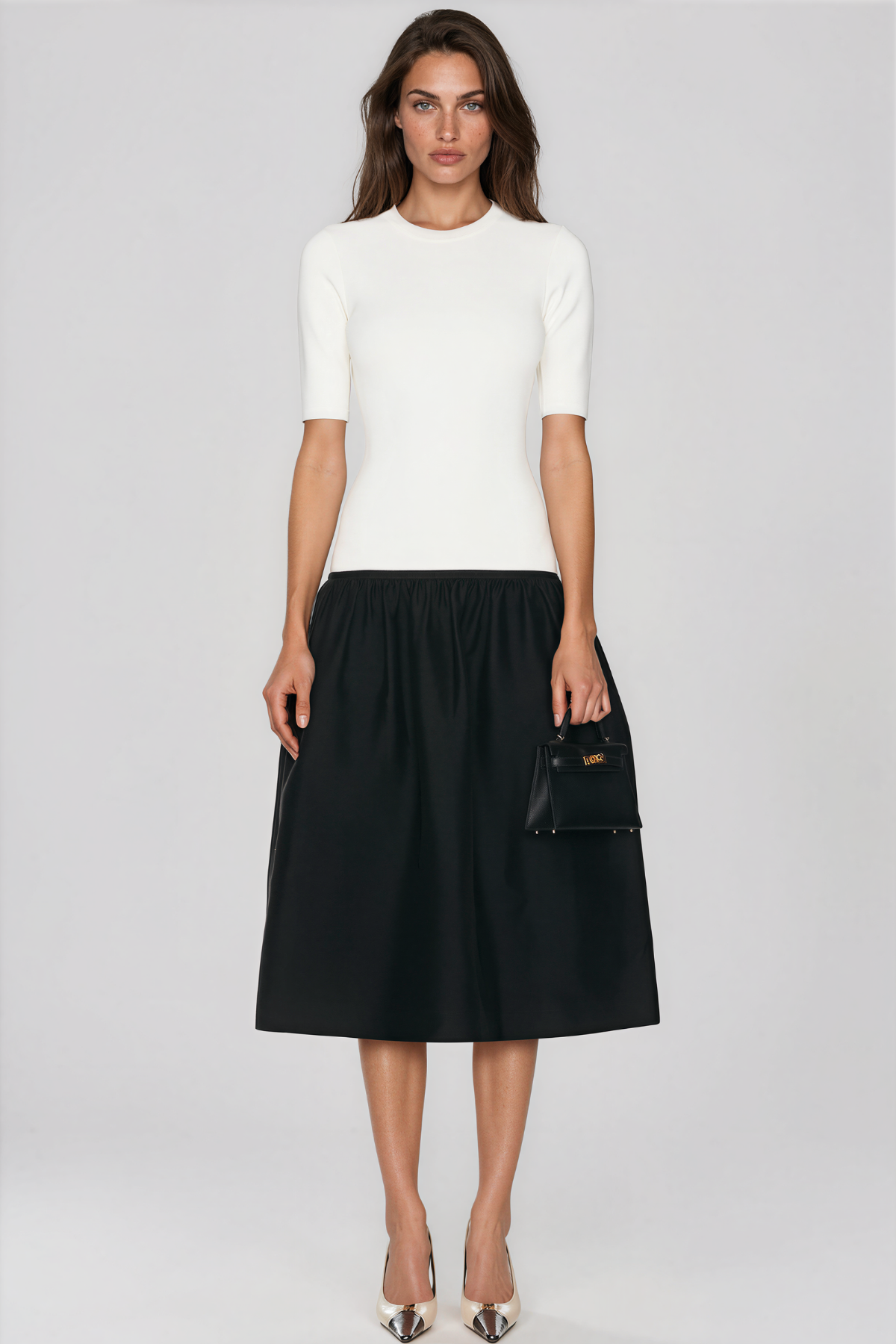 Kanapima Low Waist Colorblock Midi Dress