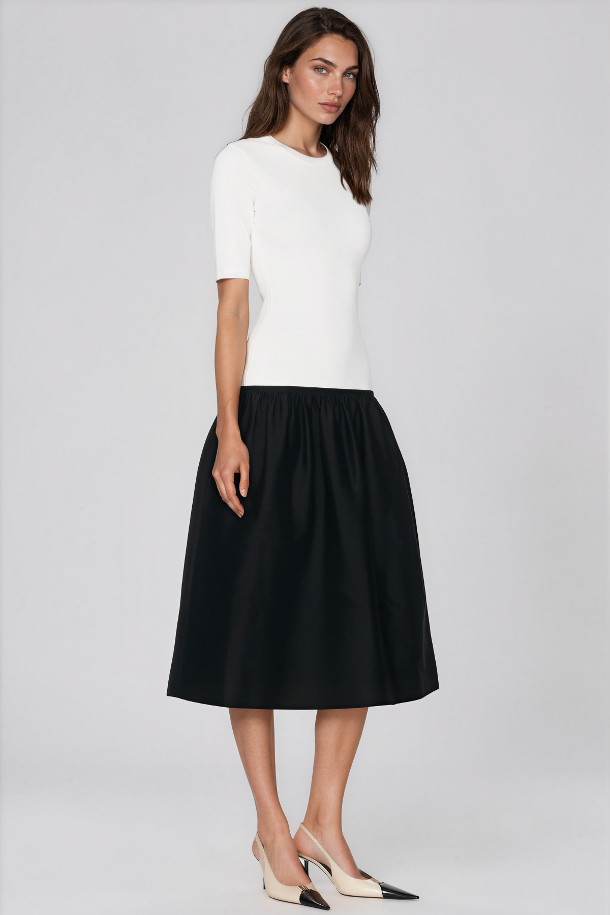 Kanapima Low Waist Colorblock Midi Dress