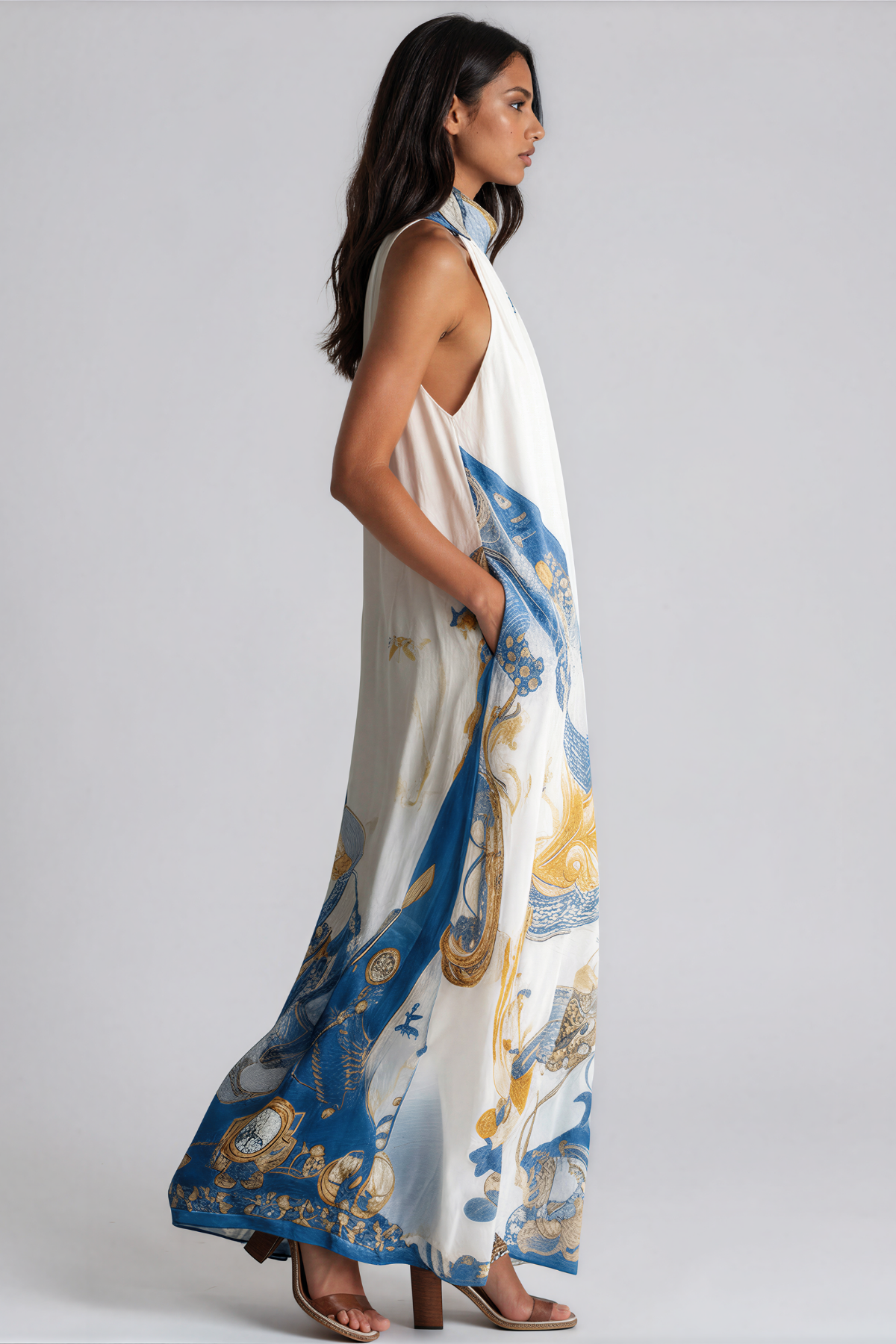 Kancy Halter Neck Print Maxi Dress