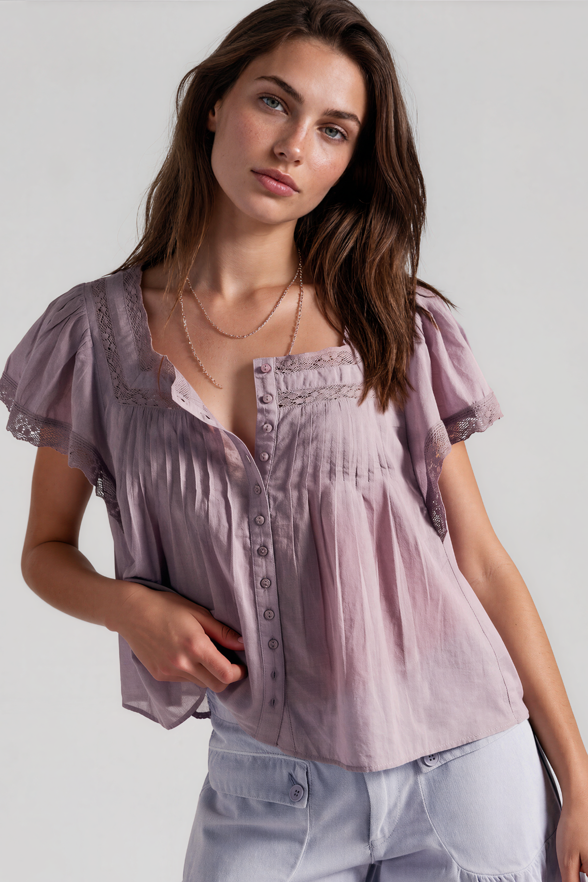 Kanelo Button Lace Top