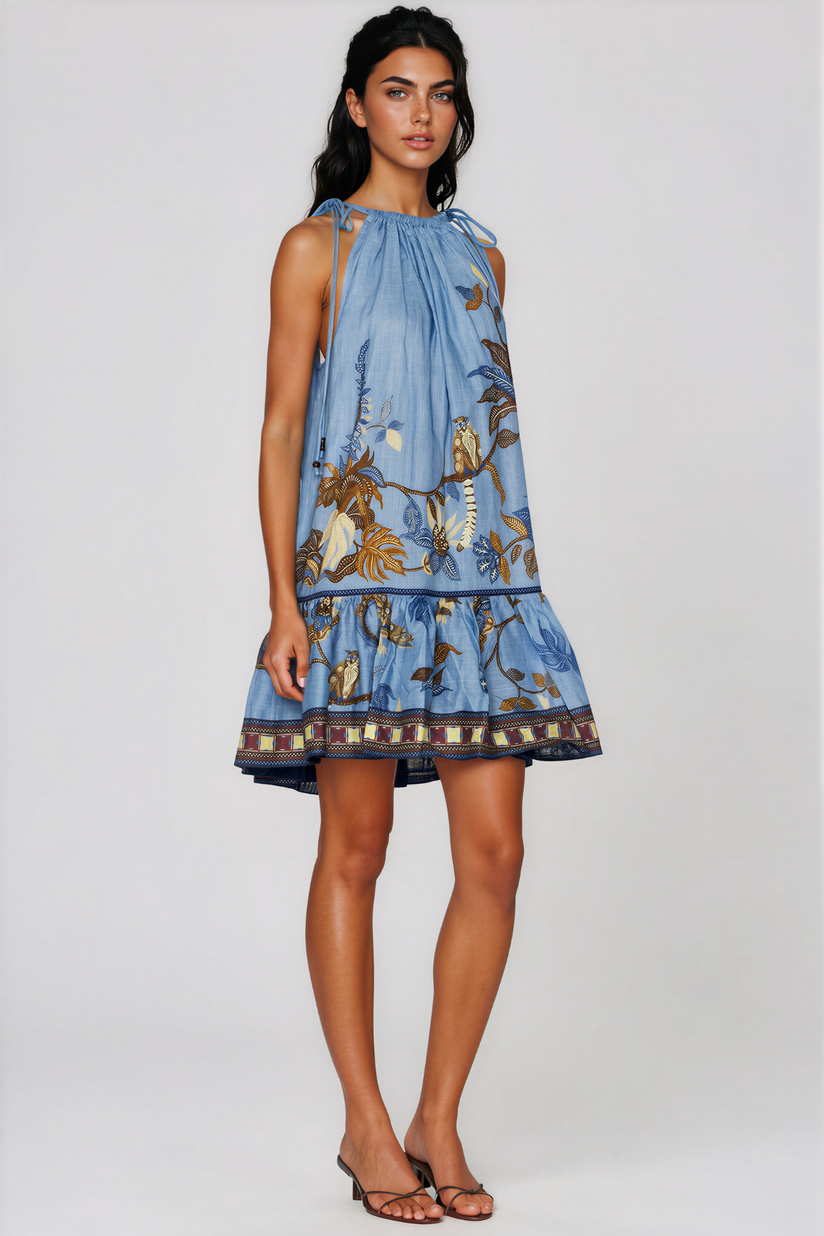 Kanji Halter Neck Floral Mini Dress