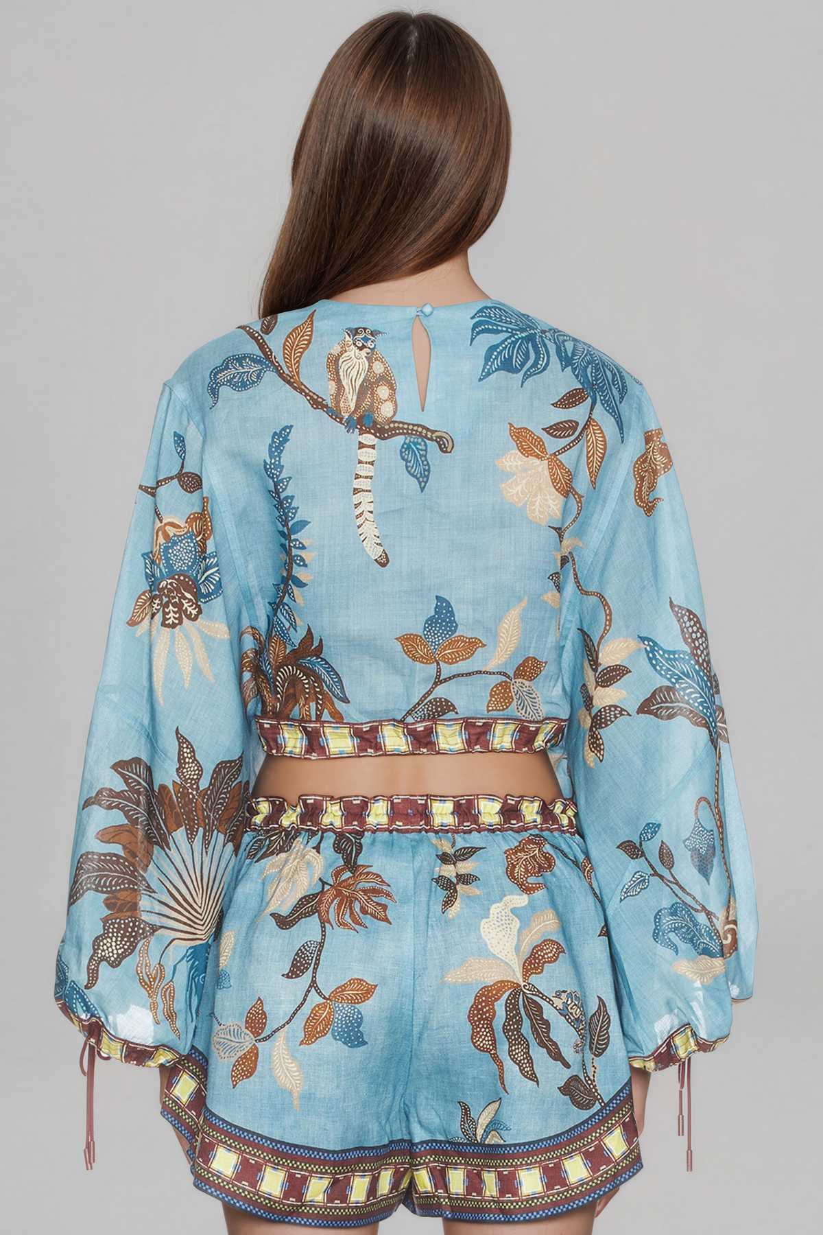 Kanji Long Sleeve Print Shorts Set