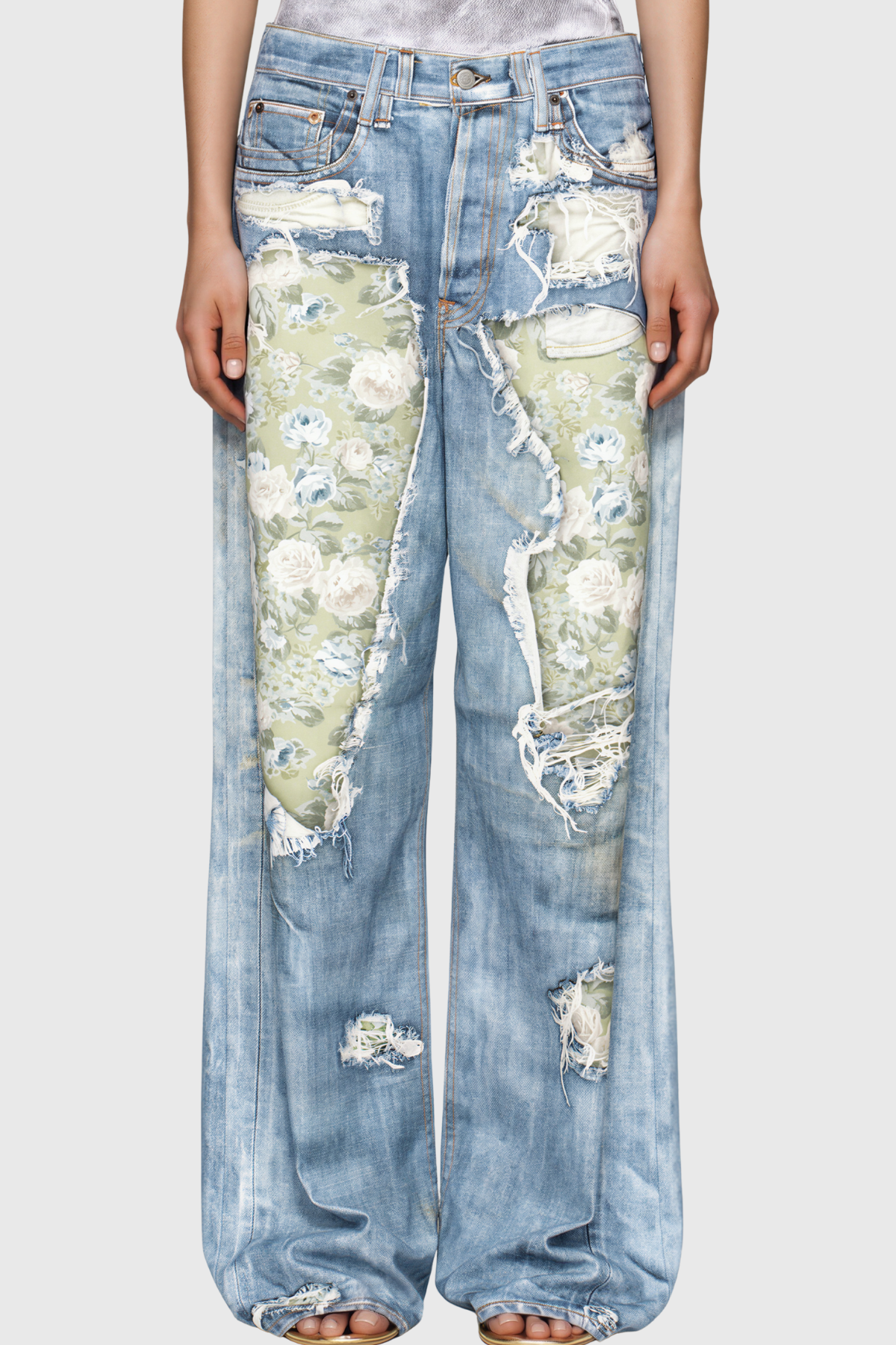 Kansas Floral Ripped Print Jeans 
