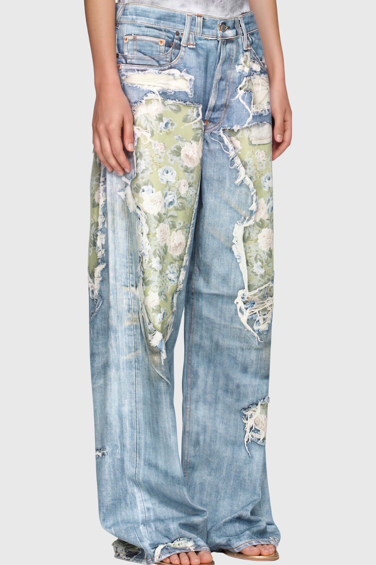 Kansas Floral Ripped Print Jeans 