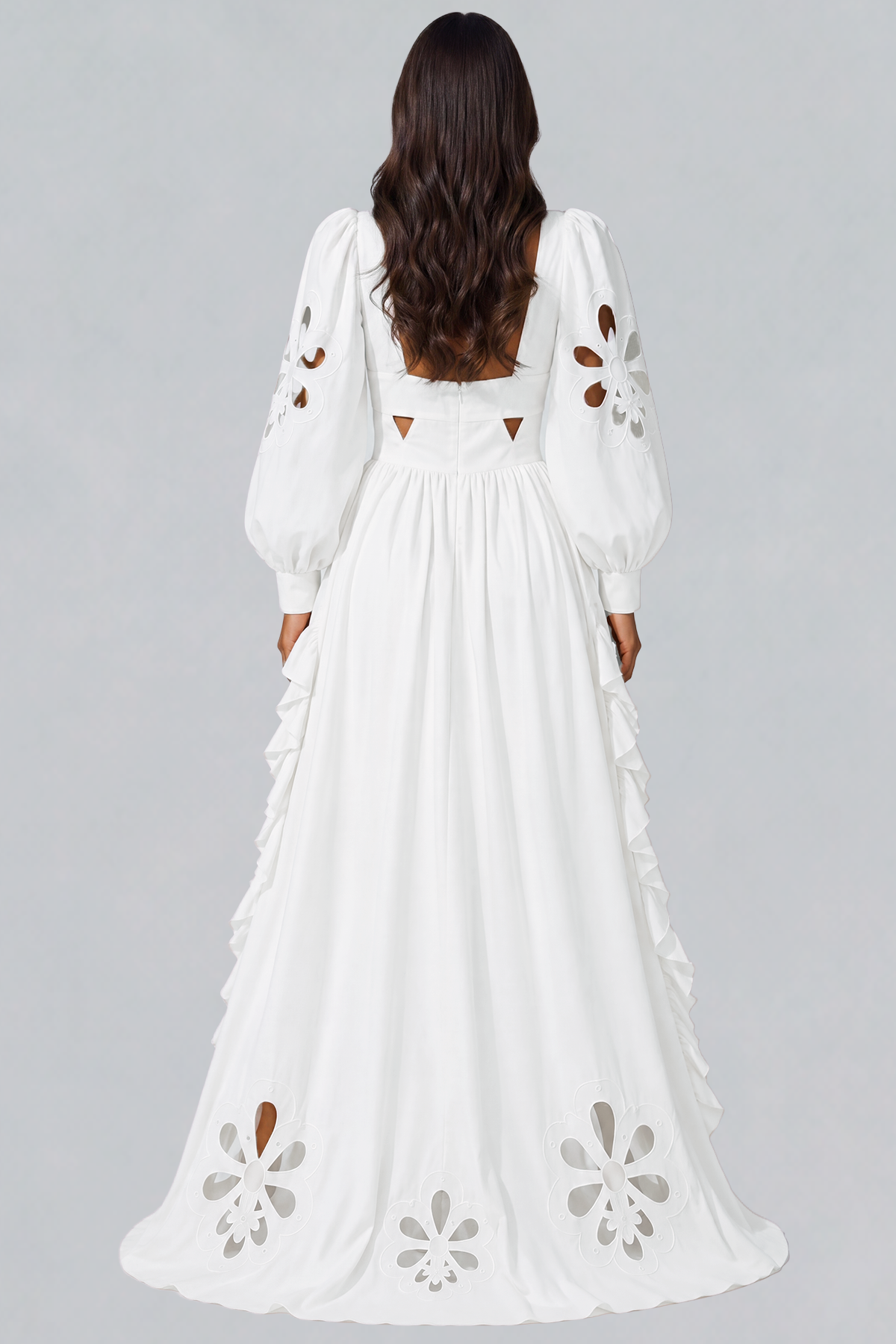 Kantana Balloon Sleeve Ruffle High Low Dress