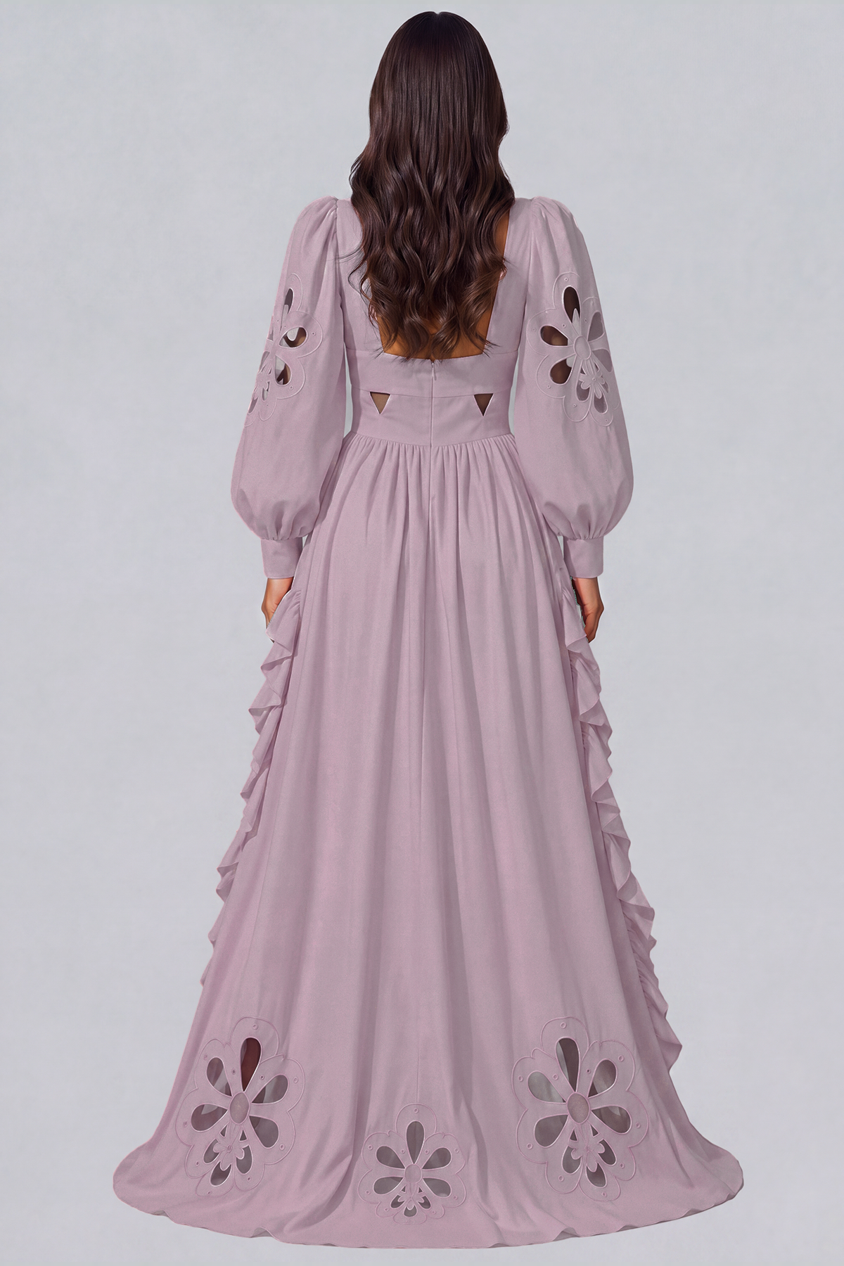 Kantana Balloon Sleeve Ruffle High Low Dress In Pink