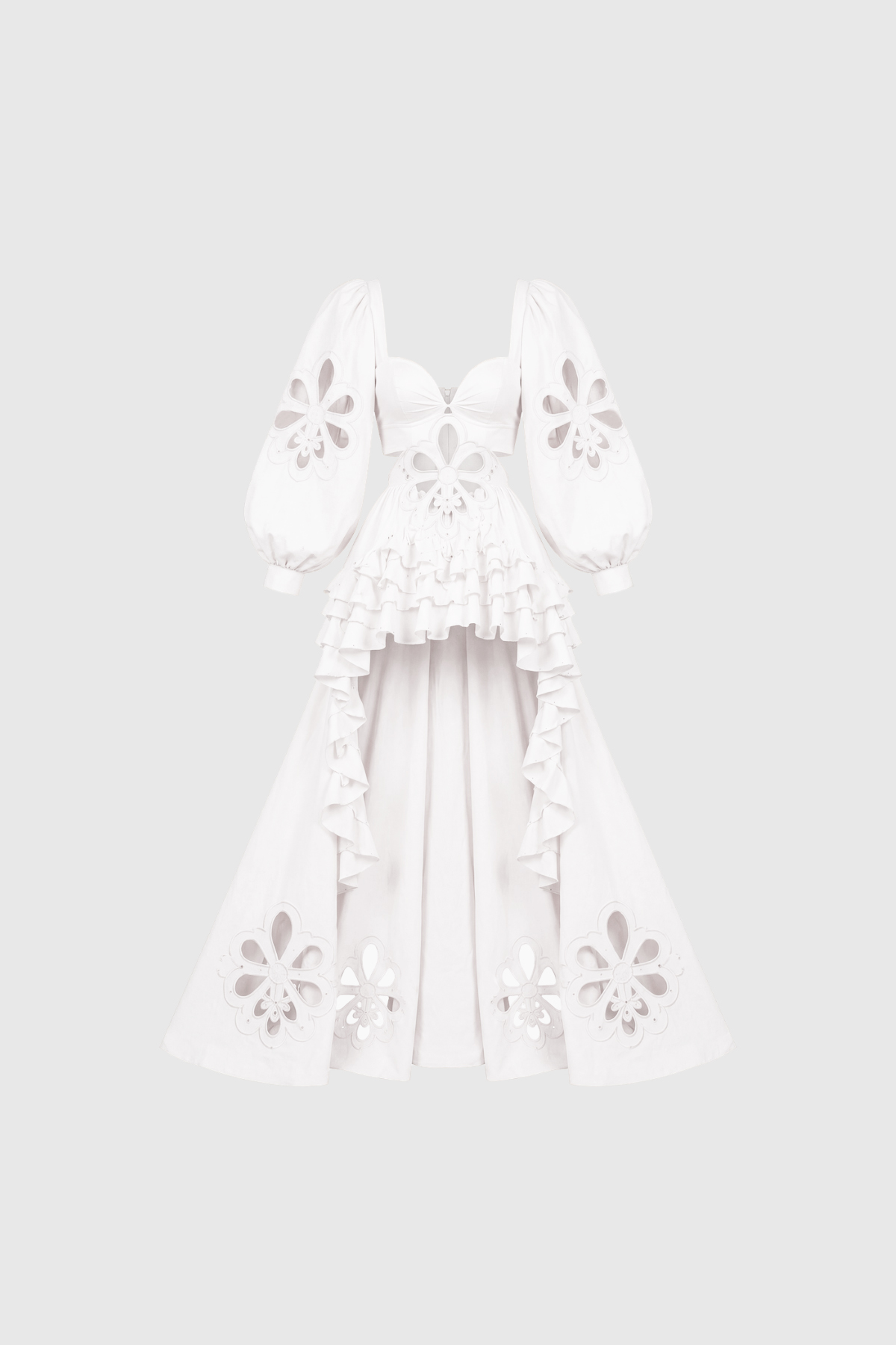 Kantana Balloon Sleeve Ruffle High Low Dress