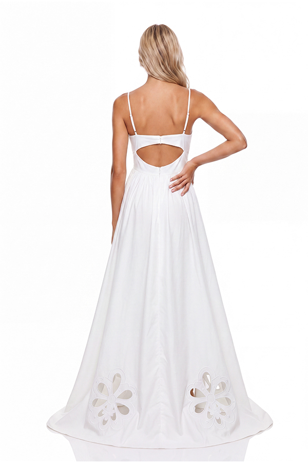 Kantana Spaghetti Cutout Ruffle High Low Dress