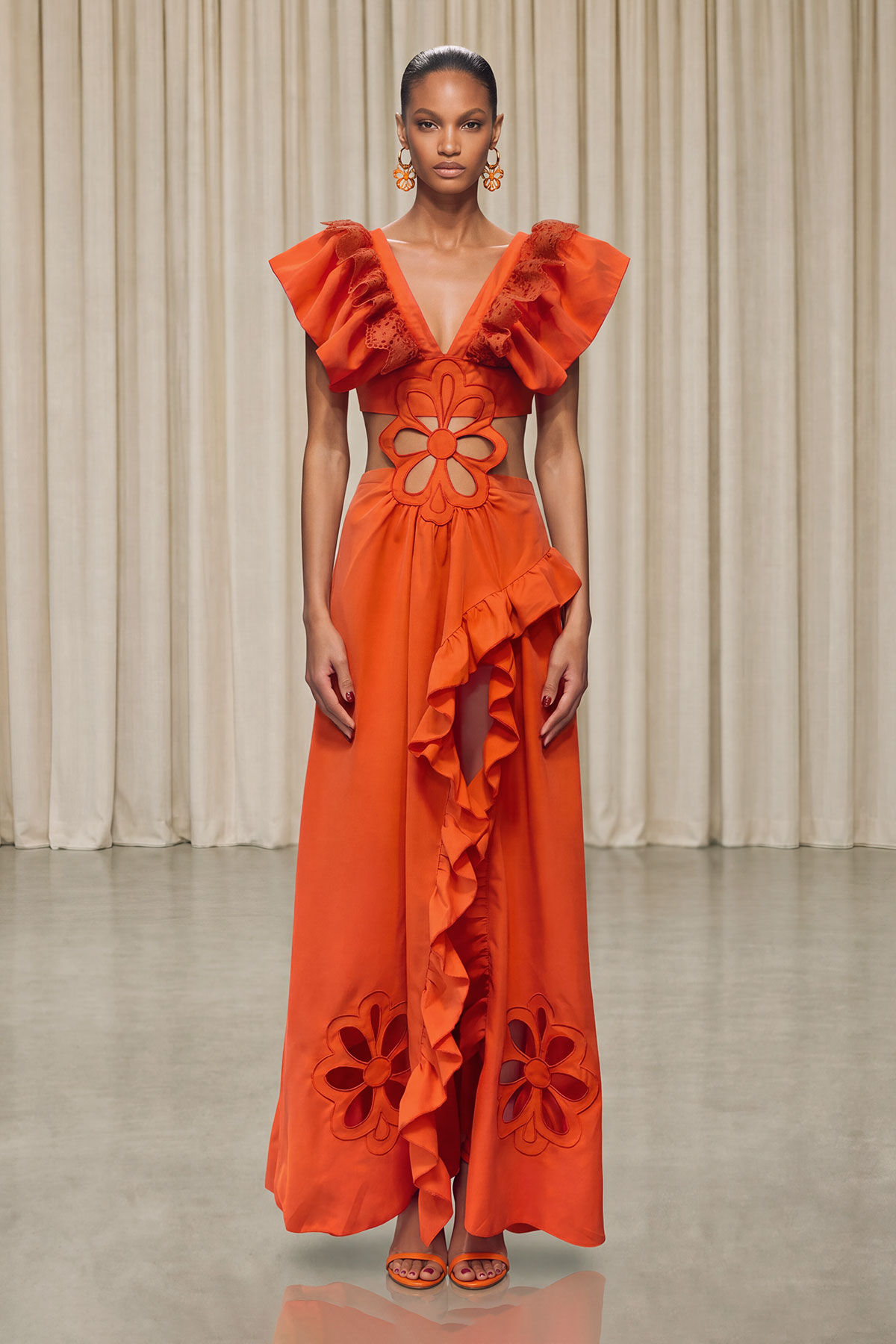 Kantana V Neck Cutout Split Maxi Dress