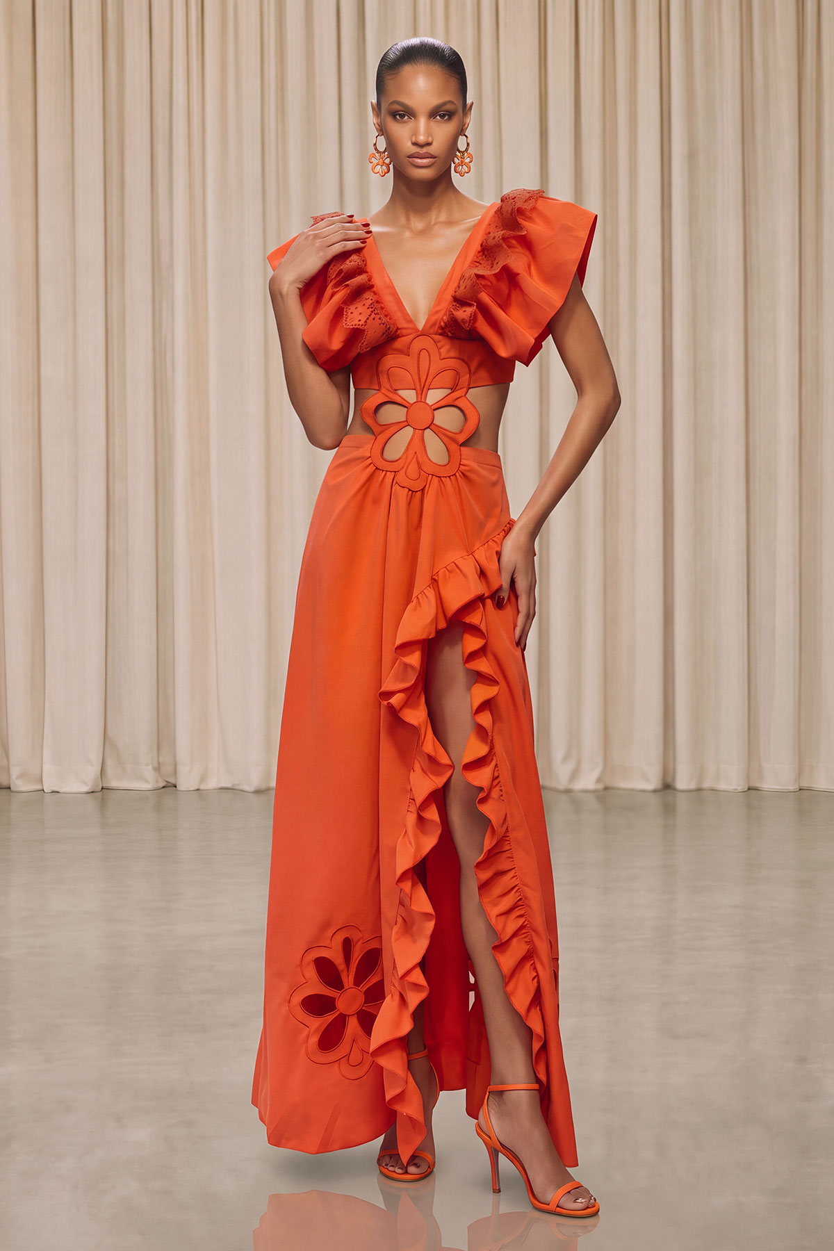 Kantana V Neck Cutout Split Maxi Dress
